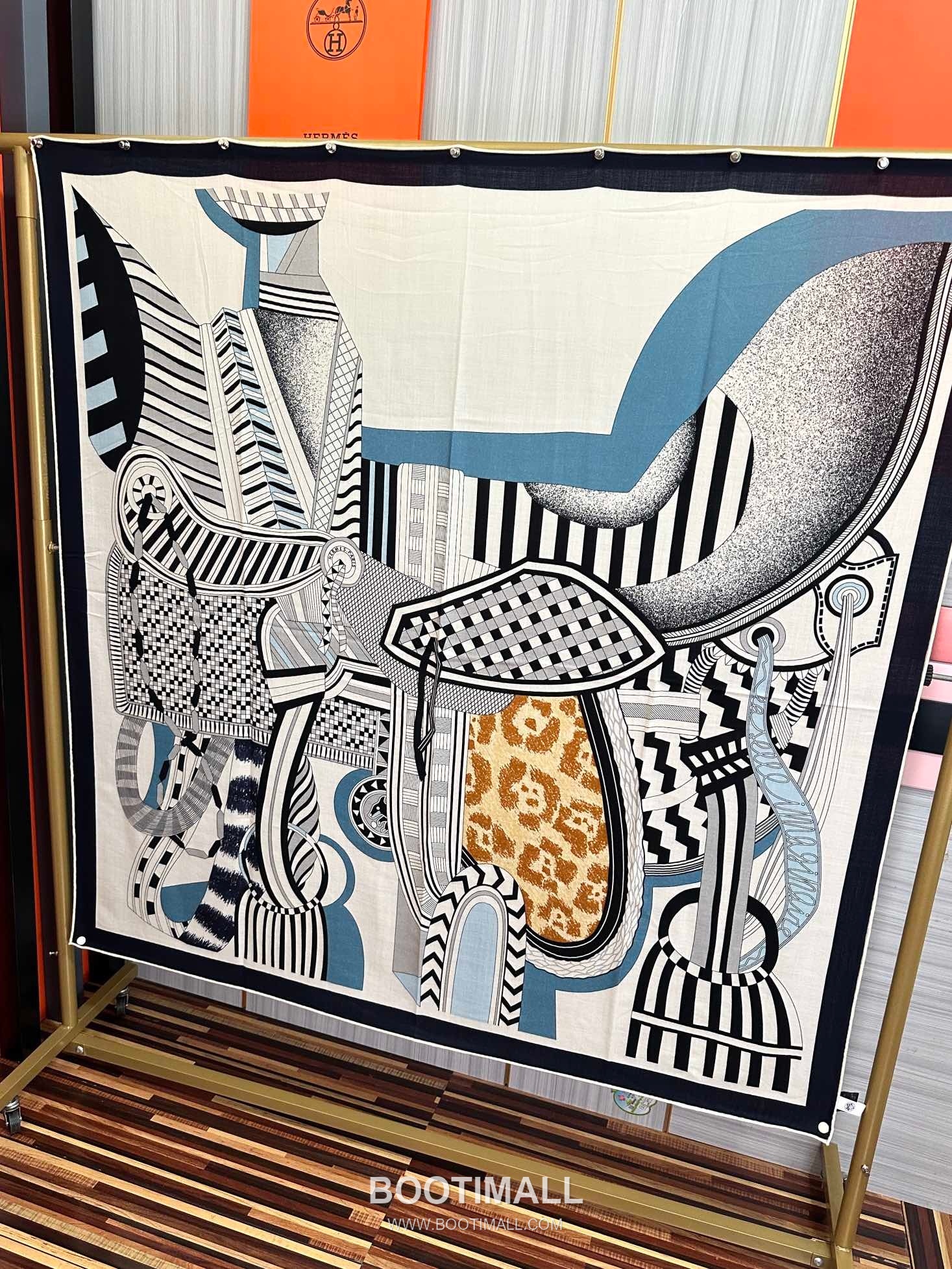 Hermes Ronds de Marche Silk, Cashmere Shawl 에르메스 롱드 드 마르슈 실크, 캐시미어 숄 140CM 8