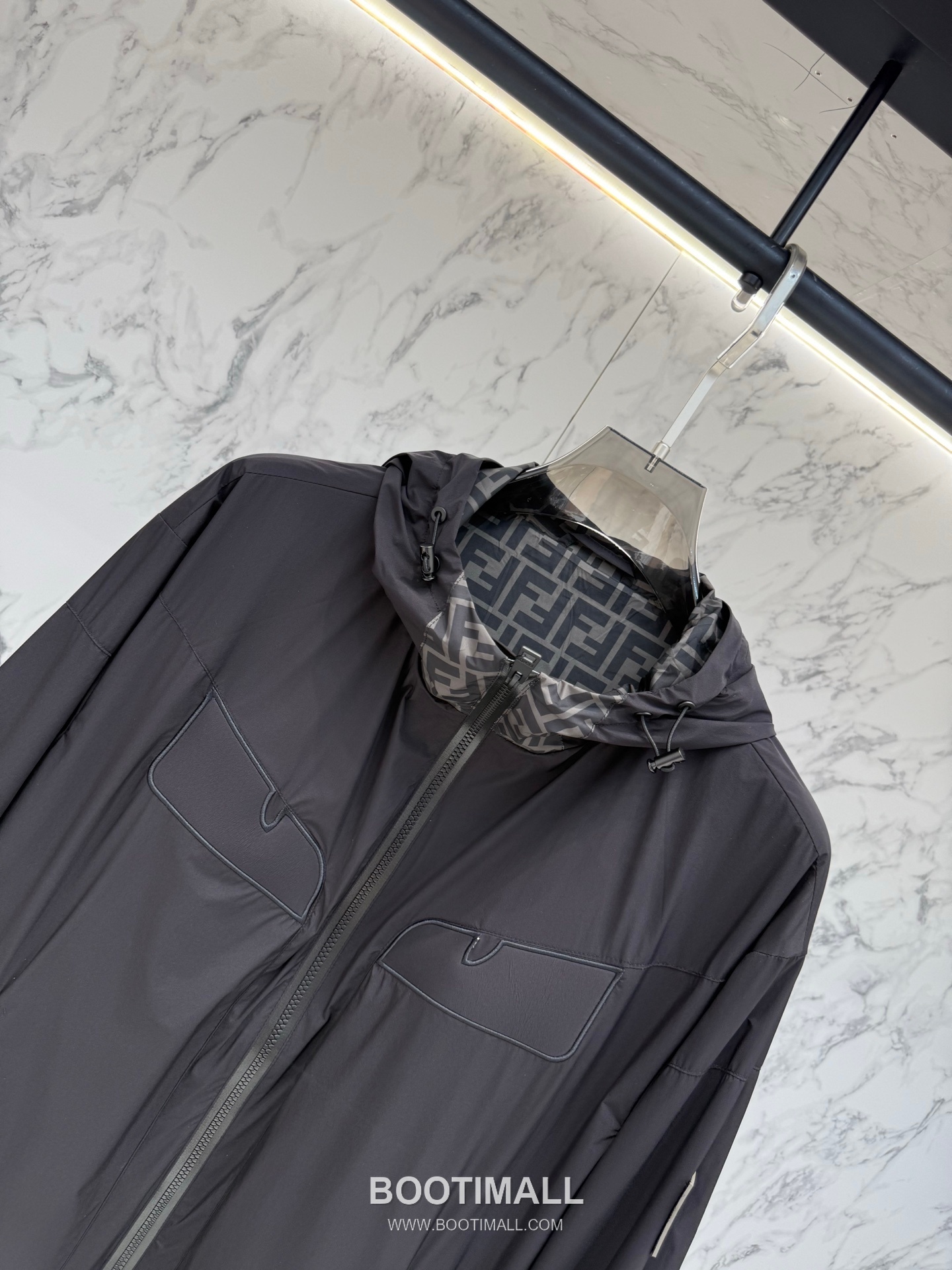 Fendi FF Jacquard Hooded Black Windbreaker 펜디 FF 자카드 후드 블랙 바람막이 4