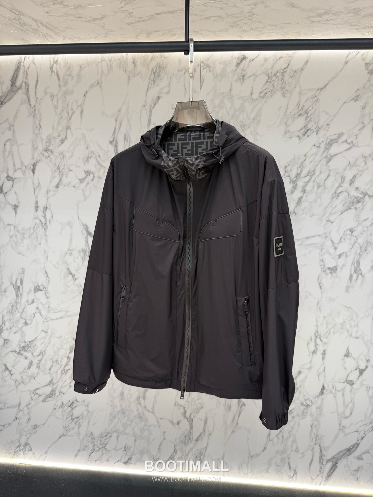 Fendi FF Jacquard Hooded Black Windbreaker 펜디 FF 자카드 후드 블랙 바람막이 5