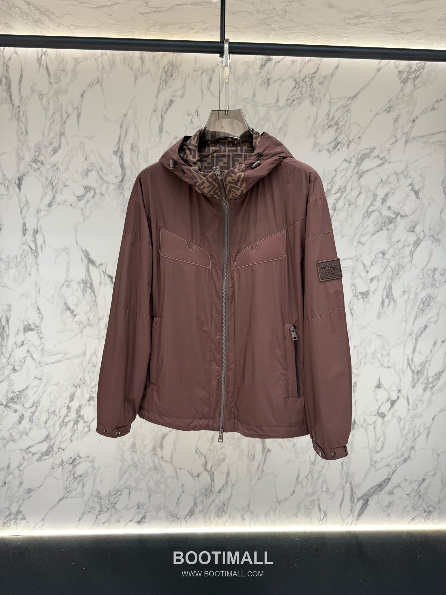 Fendi FF Jacquard Hooded Black Windbreaker 펜디 FF 자카드 후드 블랙 바람막이 5