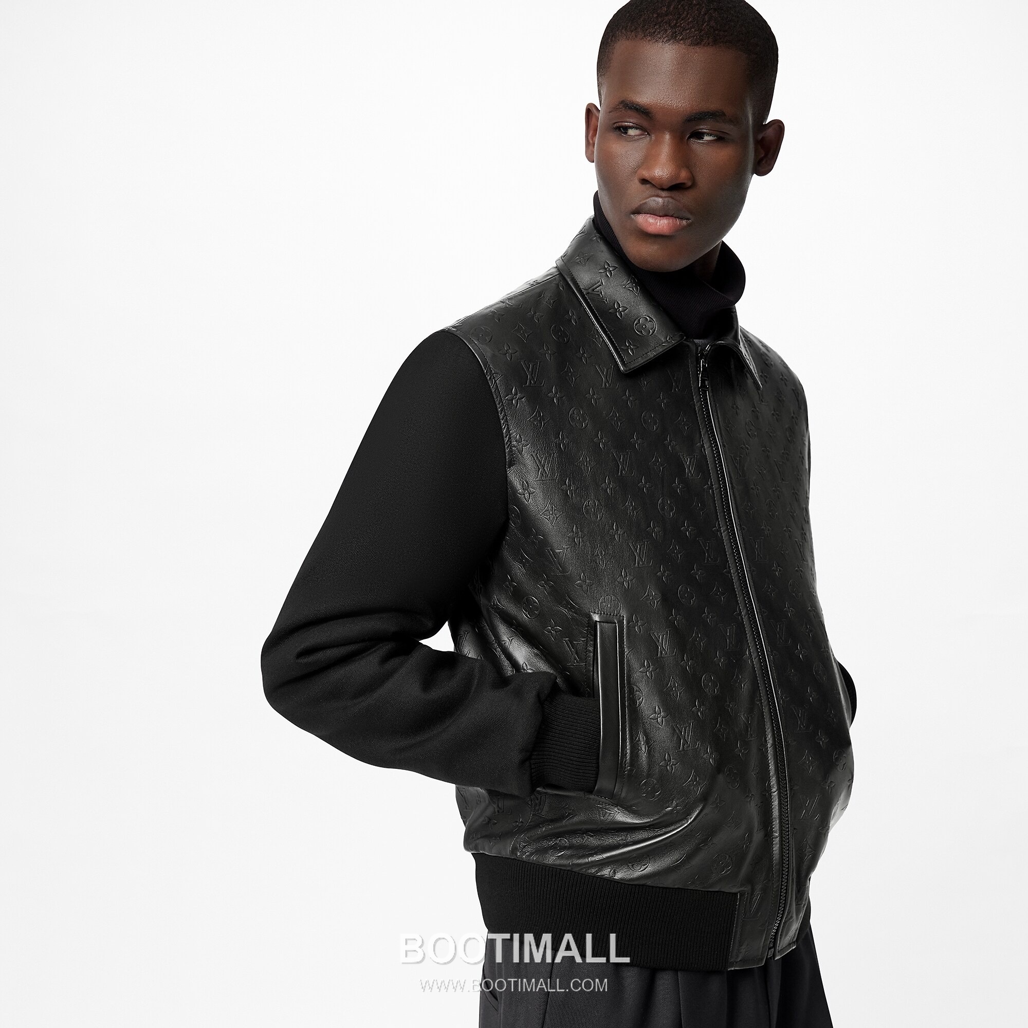 Louis Vuitton Lambskin Cashmere Panel Jacket Lambskin, Black 루이비통 램스킨 캐시미어 패널 재킷 블랙 2