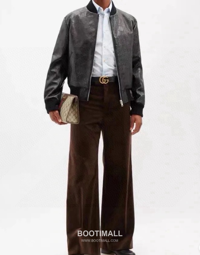 Gucci Double G Embossed Leather Jacket Lambskin Black 구찌 더블 G 엠보스드 레더 재킷 양가죽 블랙 6