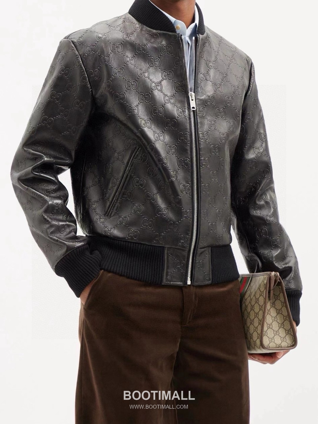 Gucci Double G Embossed Leather Jacket Lambskin Black 구찌 더블 G 엠보스드 레더 재킷 양가죽 블랙 7