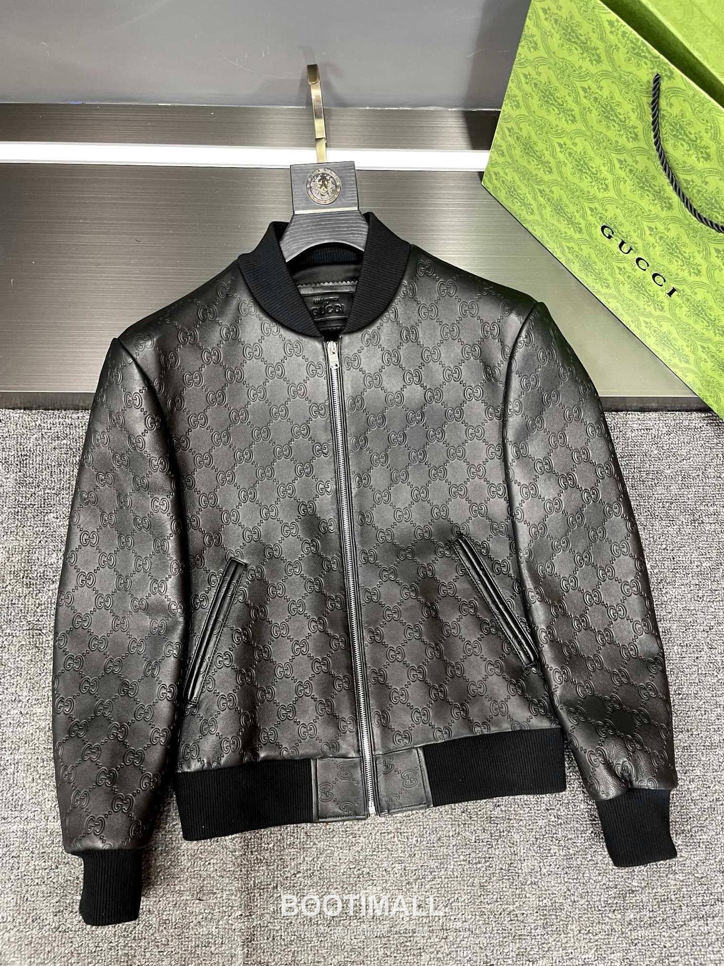 Gucci Double G Embossed Leather Jacket Lambskin Black 구찌 더블 G 엠보스드 레더 재킷 양가죽 블랙 8