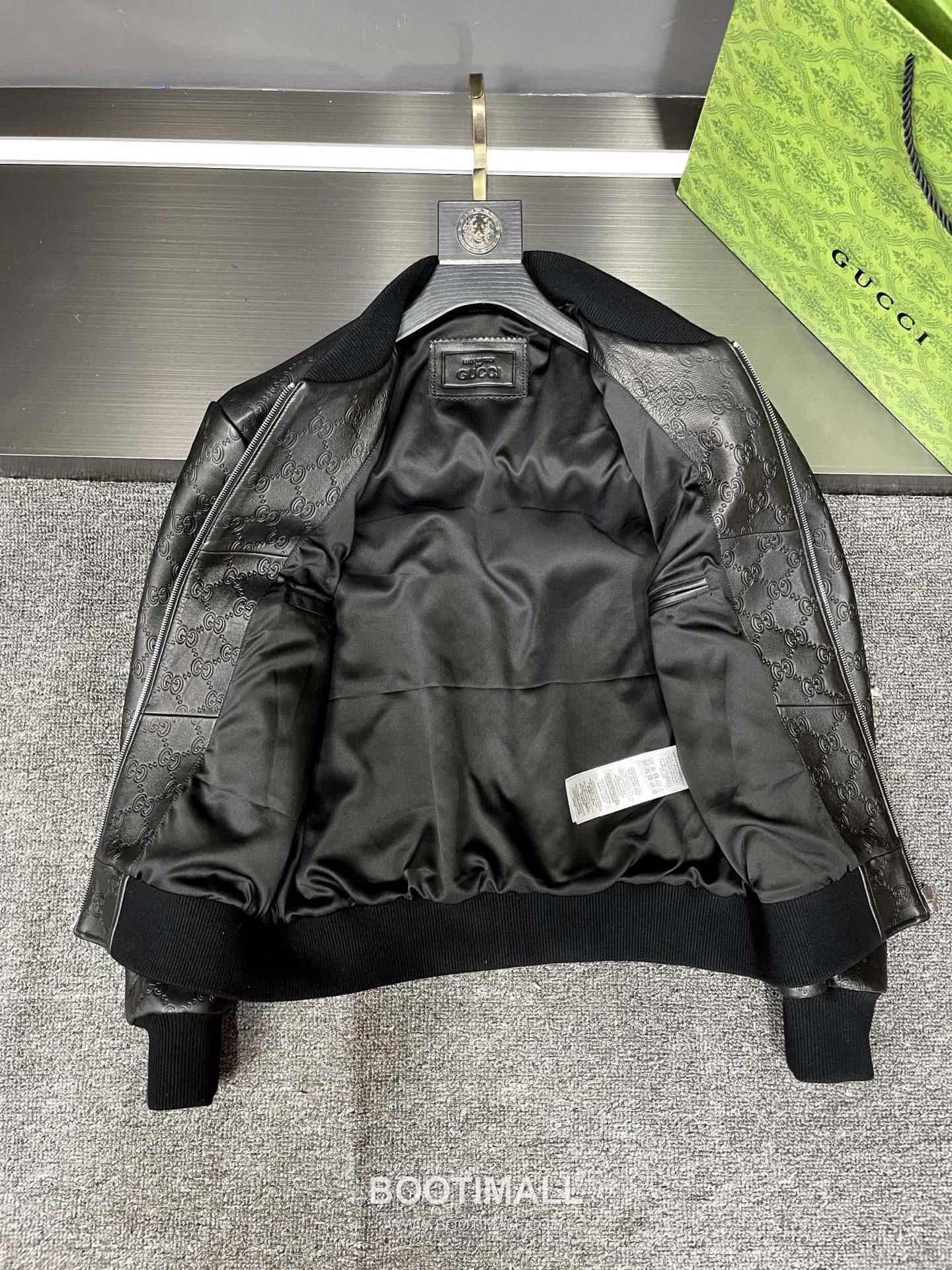 Gucci Double G Embossed Leather Jacket Lambskin Black 구찌 더블 G 엠보스드 레더 재킷 양가죽 블랙 10