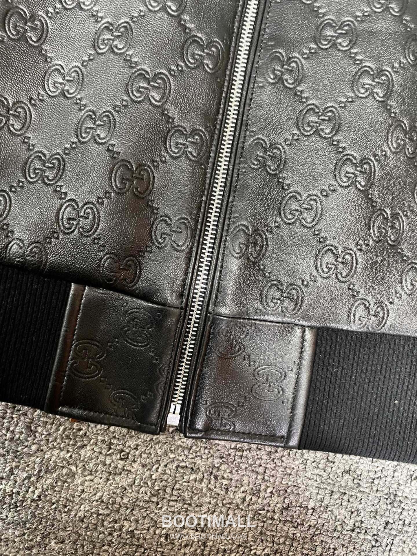 Gucci Double G Embossed Leather Jacket Lambskin Black 구찌 더블 G 엠보스드 레더 재킷 양가죽 블랙 11