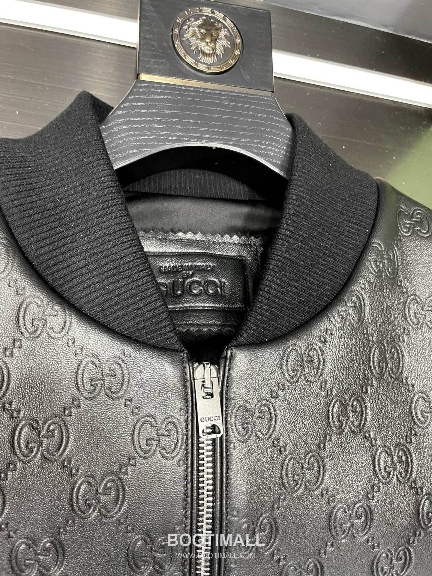 Gucci Double G Embossed Leather Jacket Lambskin Black 구찌 더블 G 엠보스드 레더 재킷 양가죽 블랙 13