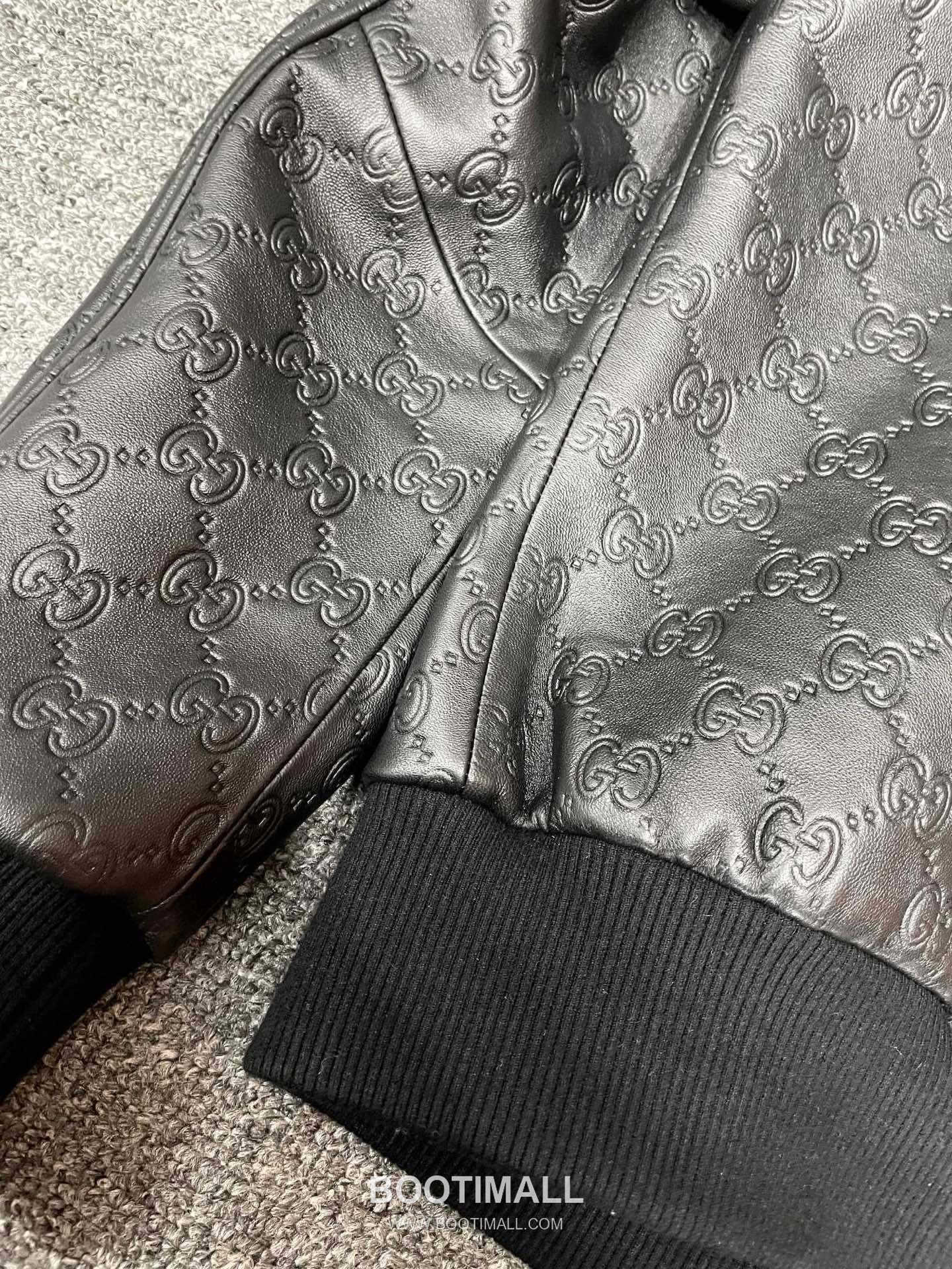 Gucci Double G Embossed Leather Jacket Lambskin Black 구찌 더블 G 엠보스드 레더 재킷 양가죽 블랙 14