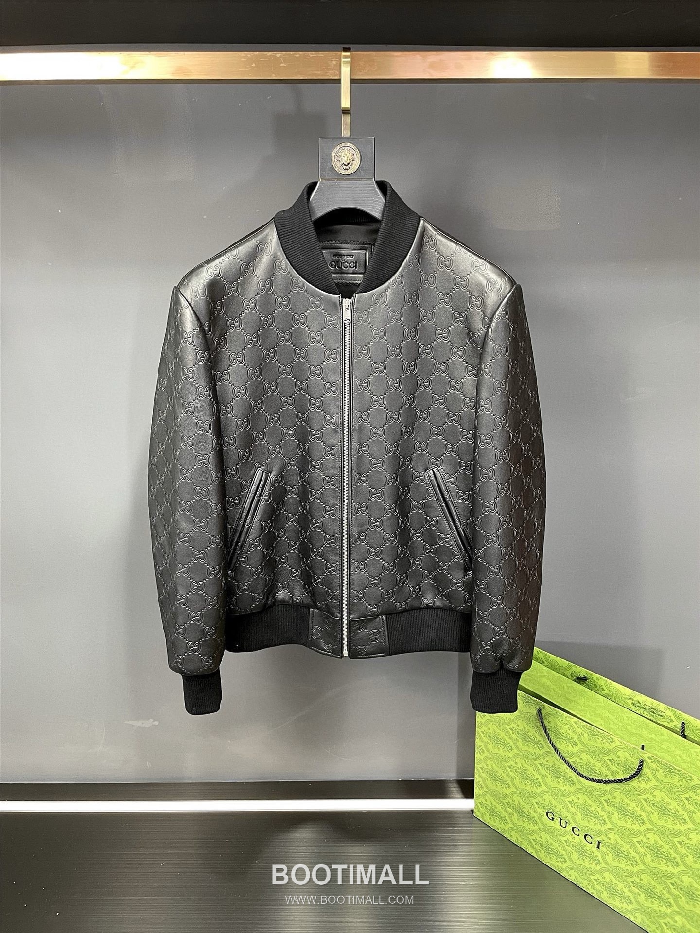 Gucci Double G Embossed Leather Jacket Lambskin Black 구찌 더블 G 엠보스드 레더 재킷 양가죽 블랙 17
