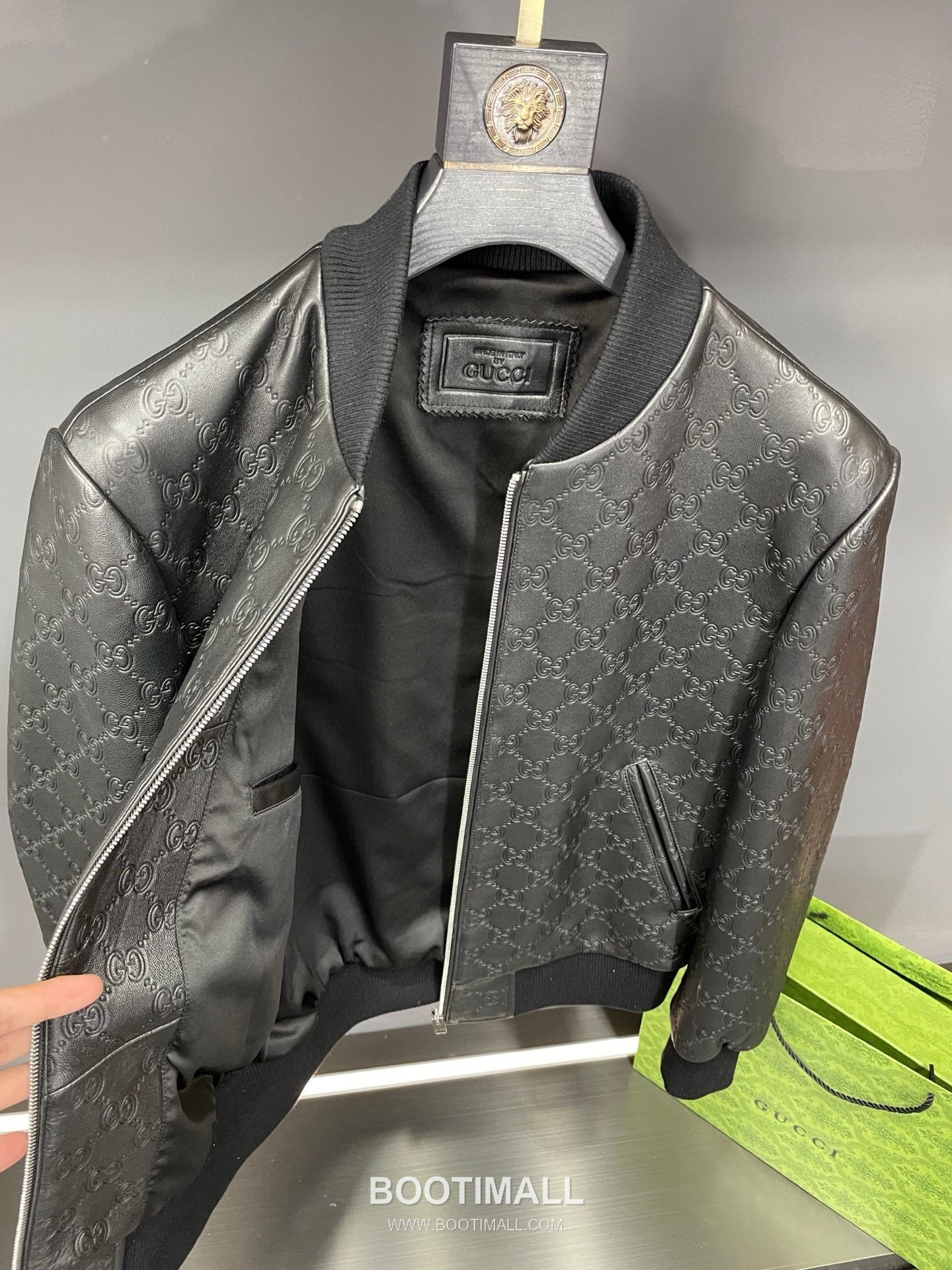 Gucci Double G Embossed Leather Jacket Lambskin Black 구찌 더블 G 엠보스드 레더 재킷 양가죽 블랙 18