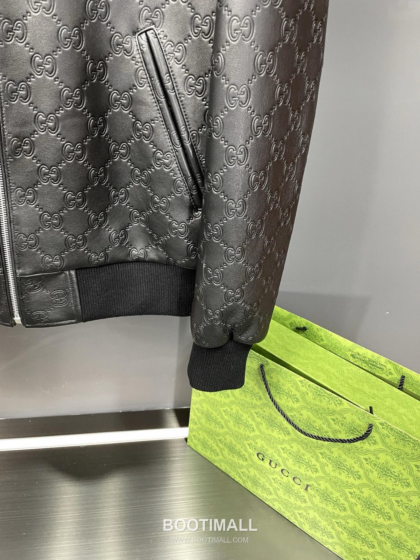 Gucci Double G Embossed Leather Jacket Lambskin Black 구찌 더블 G 엠보스드 레더 재킷 양가죽 블랙 24