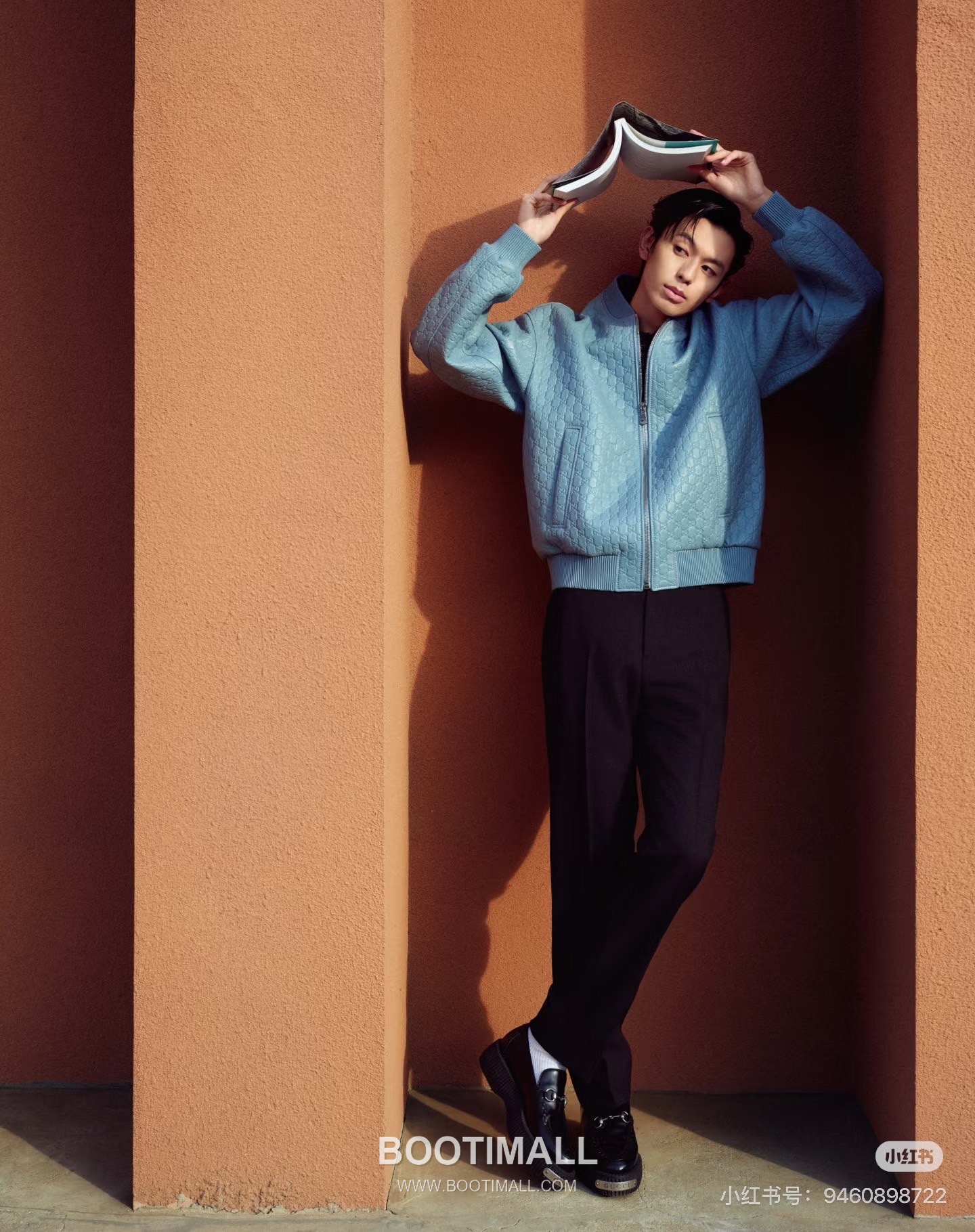 Gucci Double G Embossed Lambskin Jacket Blue 구찌 더블 G 엠보스드 램스킨 재킷 블루 4