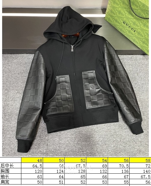 Louis Vuitton Damier-Embossed Hooded Cardigan Lambskin, Terry Cloth Zip-Up Hoodie 루이비통 다미에 엠보스 후드 가디건 양가죽, 테리 집업 1