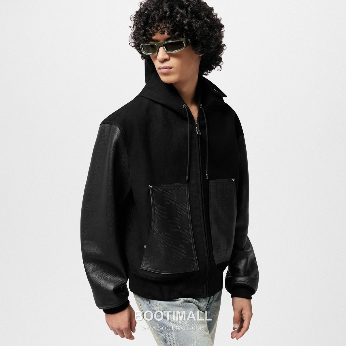 Louis Vuitton Damier-Embossed Hooded Cardigan Lambskin, Terry Cloth Zip-Up Hoodie 루이비통 다미에 엠보스 후드 가디건 양가죽, 테리 집업 2