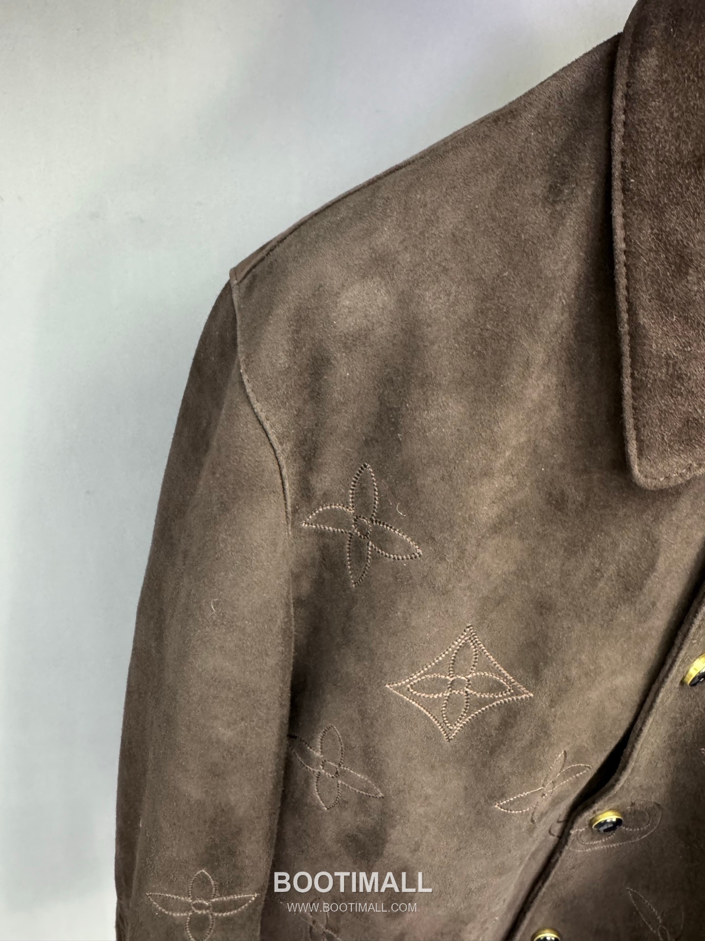 Louis Vuitton Monogram Embroidered Suede Lambskin Outerwear Brown Jacket 루이비통 모노그램 자수 스웨이드 양가죽 아우터 브라운 자켓 21