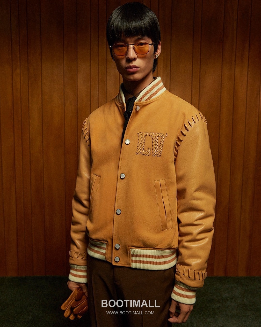 Louis Vuitton Leather Varsity Jacket Polyester Calfskin Lambskin Yellow 루이비통 가죽 바시티 재킷 폴리에스터 송아지가죽 양가죽 옐로우 2