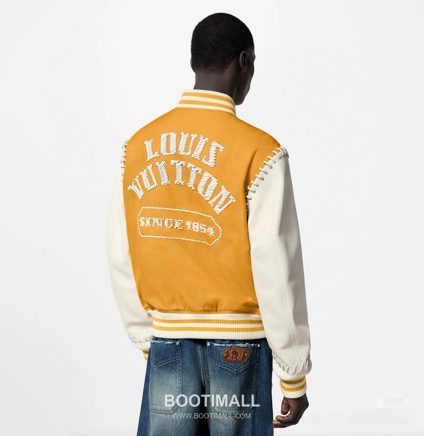 Louis Vuitton Leather Varsity Jacket Polyester Calfskin Lambskin Yellow 루이비통 가죽 바시티 재킷 폴리에스터 송아지가죽 양가죽 옐로우 9