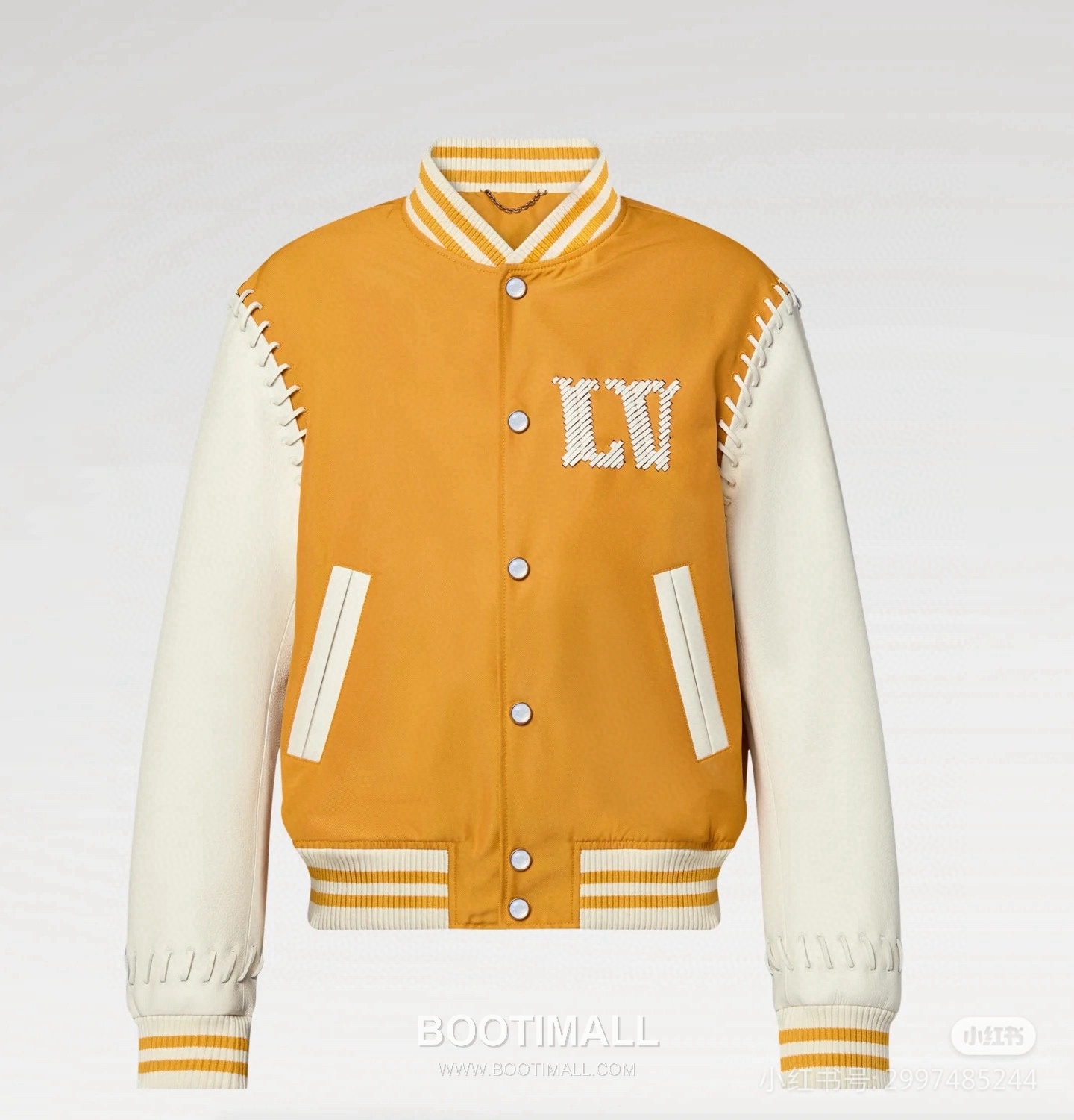 Louis Vuitton Leather Varsity Jacket Polyester Calfskin Lambskin Yellow 루이비통 가죽 바시티 재킷 폴리에스터 송아지가죽 양가죽 옐로우 11