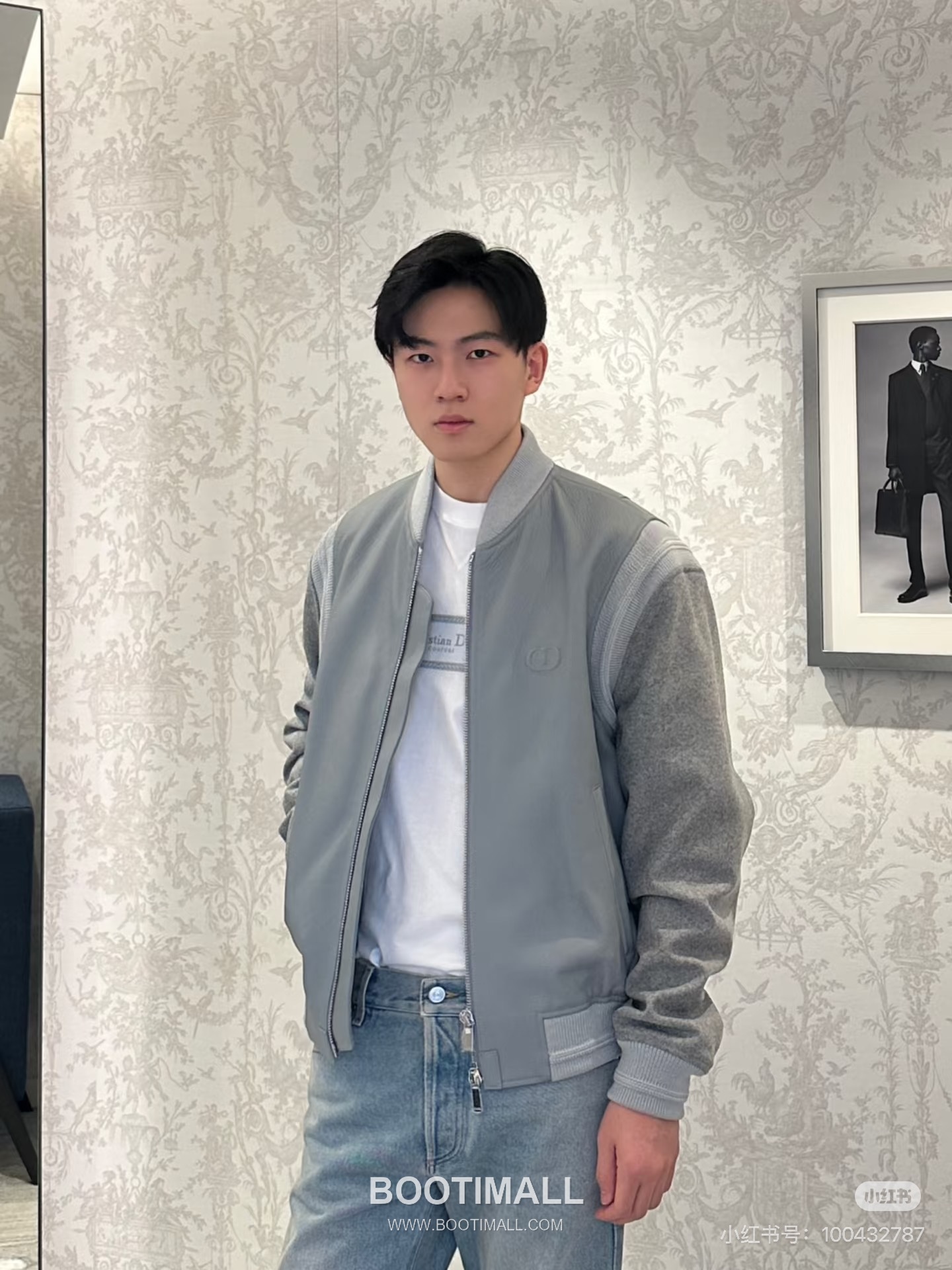 Dior CD Logo Embossed Calfskin Calfskin, Cashmere Light Blue Jacket 디올 CD 로고 엠보스드 카프스킨 캐시미어 라이트 블루 자켓 3