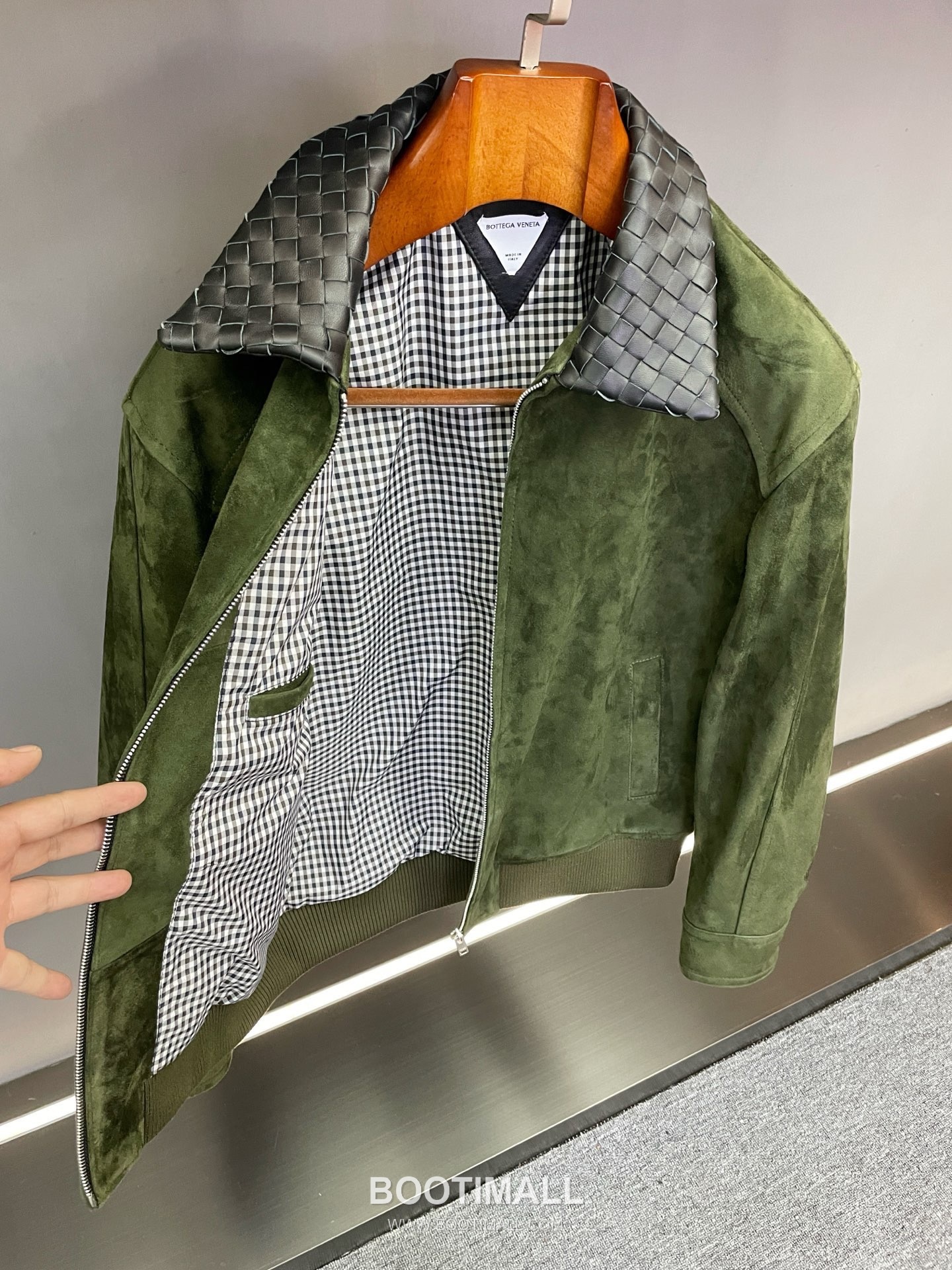 Bottega Veneta Intrecciato Collar Jacket Lambskin Green 보테가 베네타 인트레치아토 칼라 재킷 양가죽 그린 10