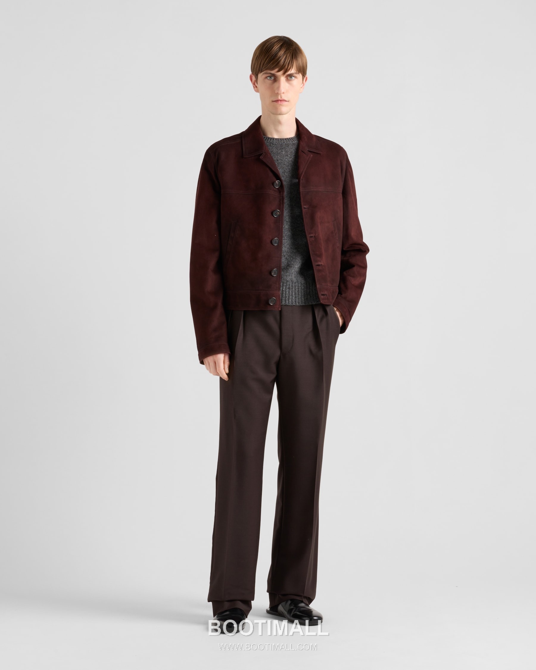 Prada Suede Lambskin Blouson Burgundy 프라다 스웨이드 램스킨 블루종 양가죽 버건디 2