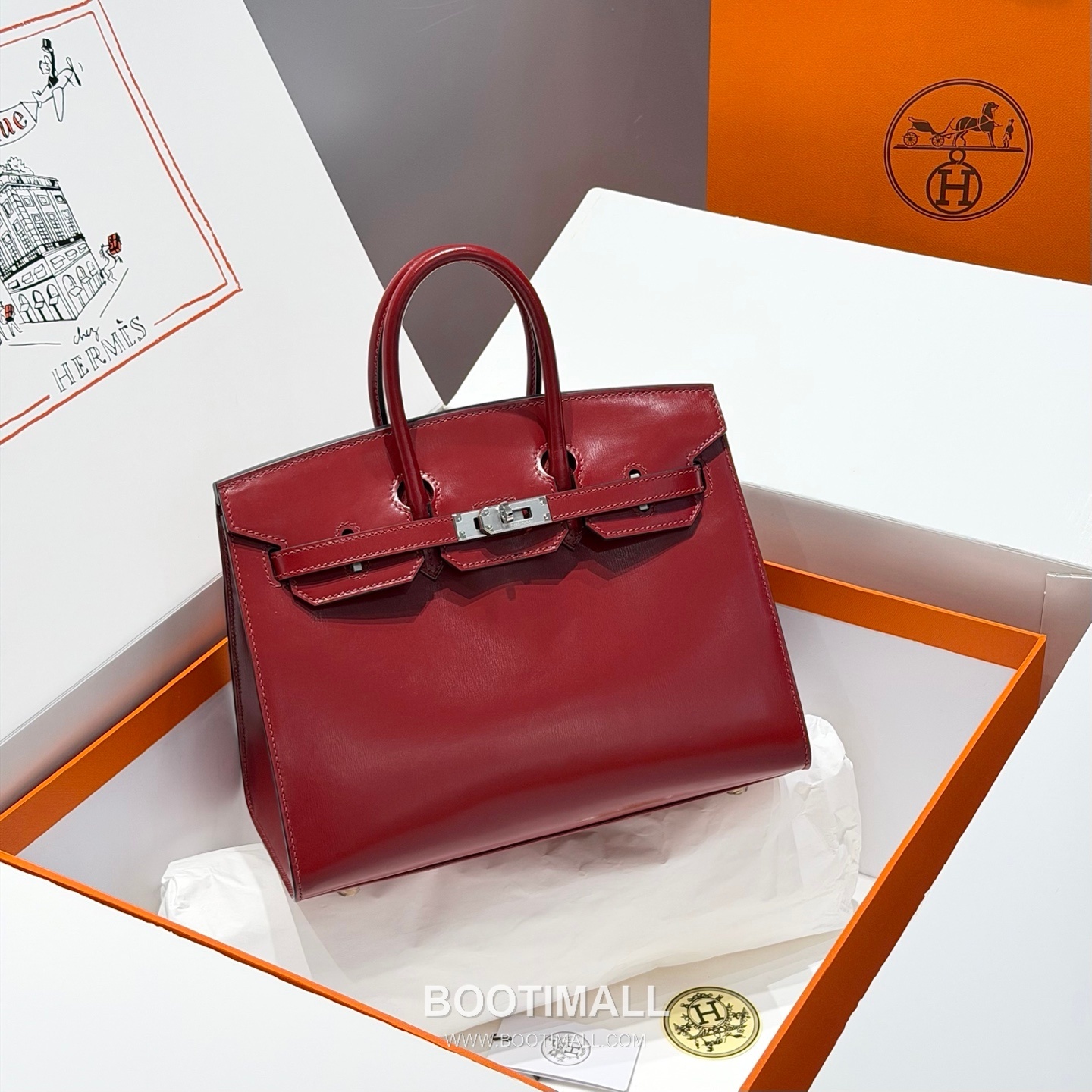 Hermes Birkin 25 Box Calf Red Top Handle Bag 에르메스 버킨 25 박스 카프 레드 탑핸들백 25cm 8