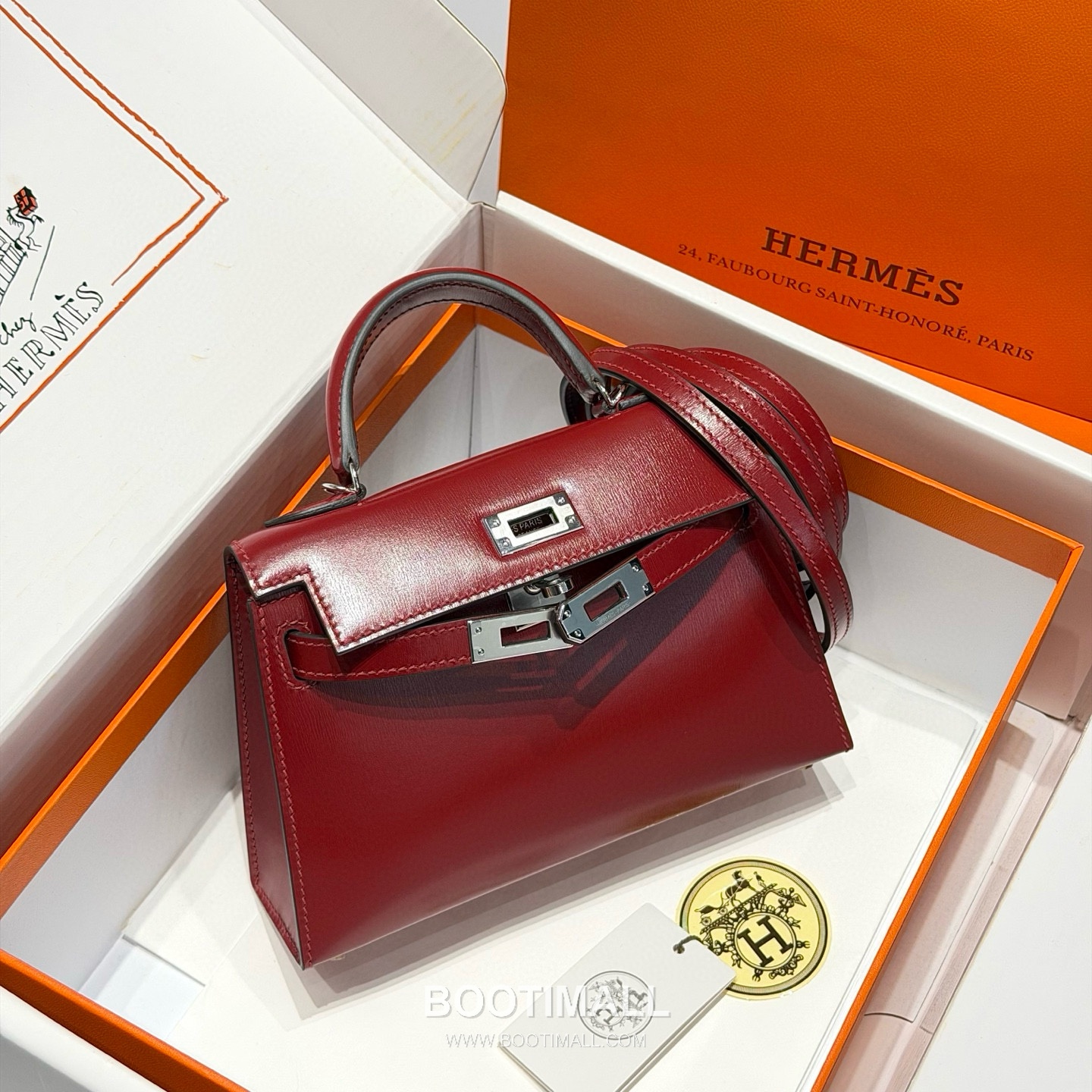 Hermes Mini Kelly II 19 Box Calf Red Top Handle Bag 에르메스 미니 켈리 II 19 박스 카프 레드 탑핸들백 19cm 2