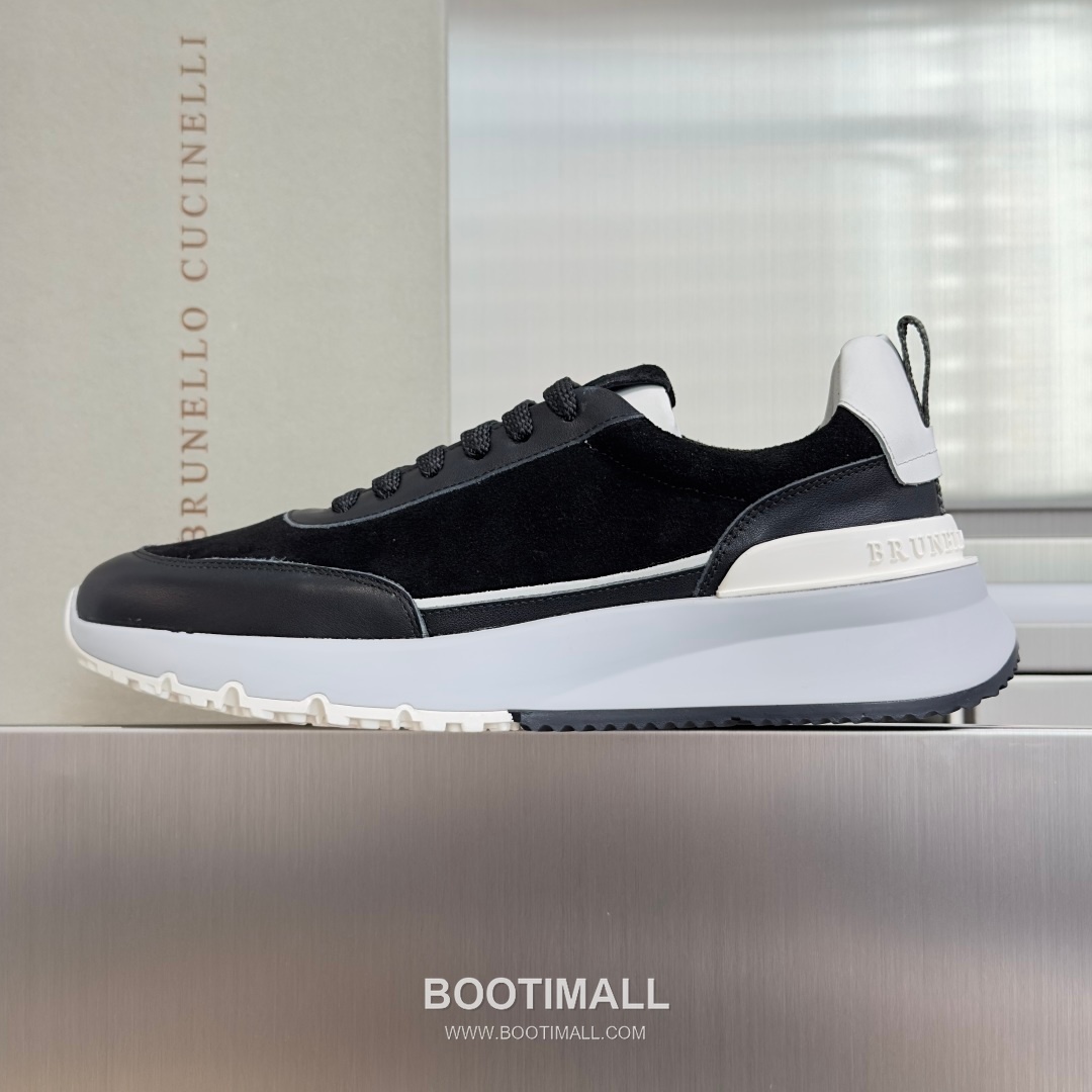 Brunello Cucinelli Cotton Knit Calfskin Platform Lambskin Rubber Black Sneakers 브루넬로 쿠치넬리 코튼 니트 카프스킨 플랫폼 램스킨 러버 블랙 스니커즈 2