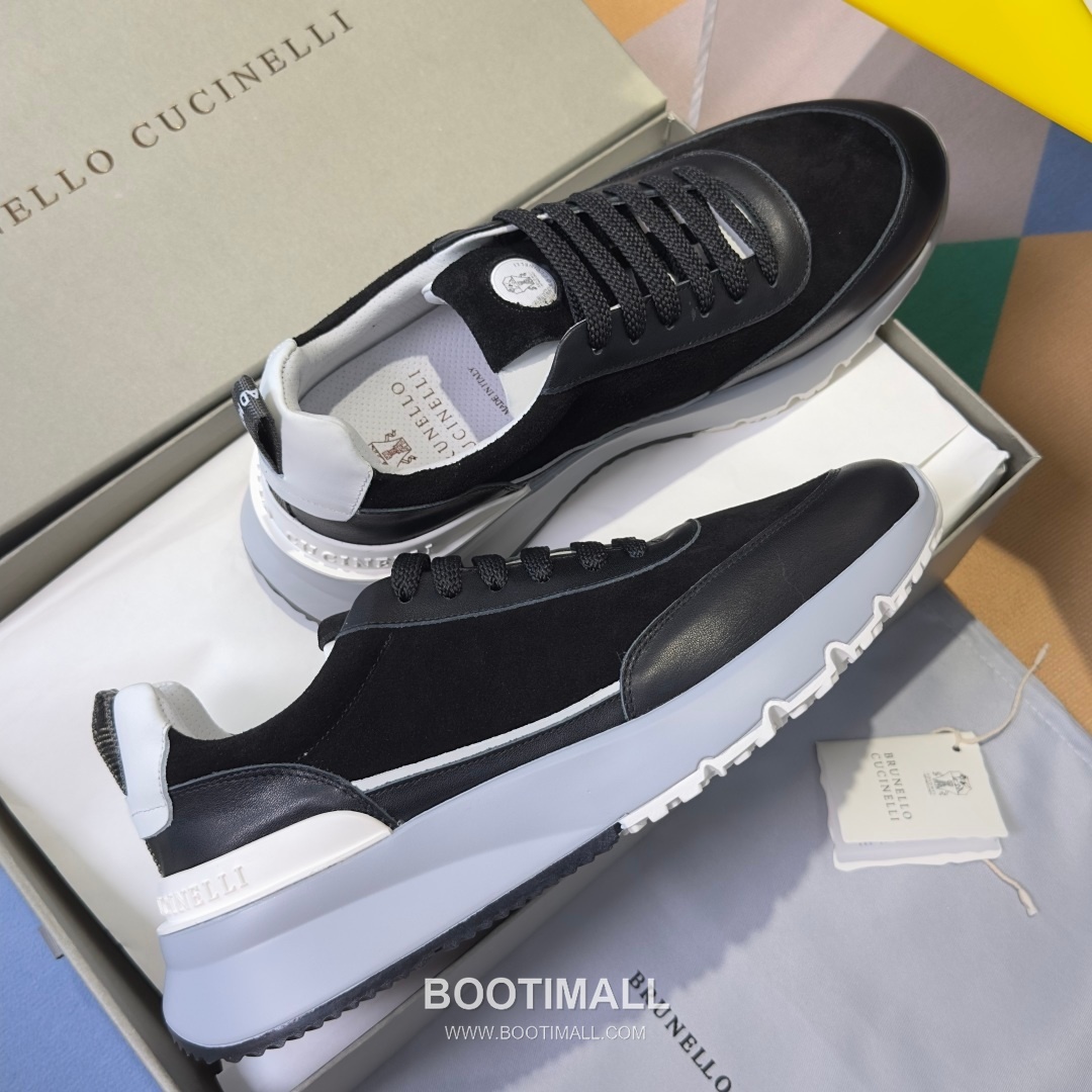 Brunello Cucinelli Cotton Knit Calfskin Platform Lambskin Rubber Black Sneakers 브루넬로 쿠치넬리 코튼 니트 카프스킨 플랫폼 램스킨 러버 블랙 스니커즈 4
