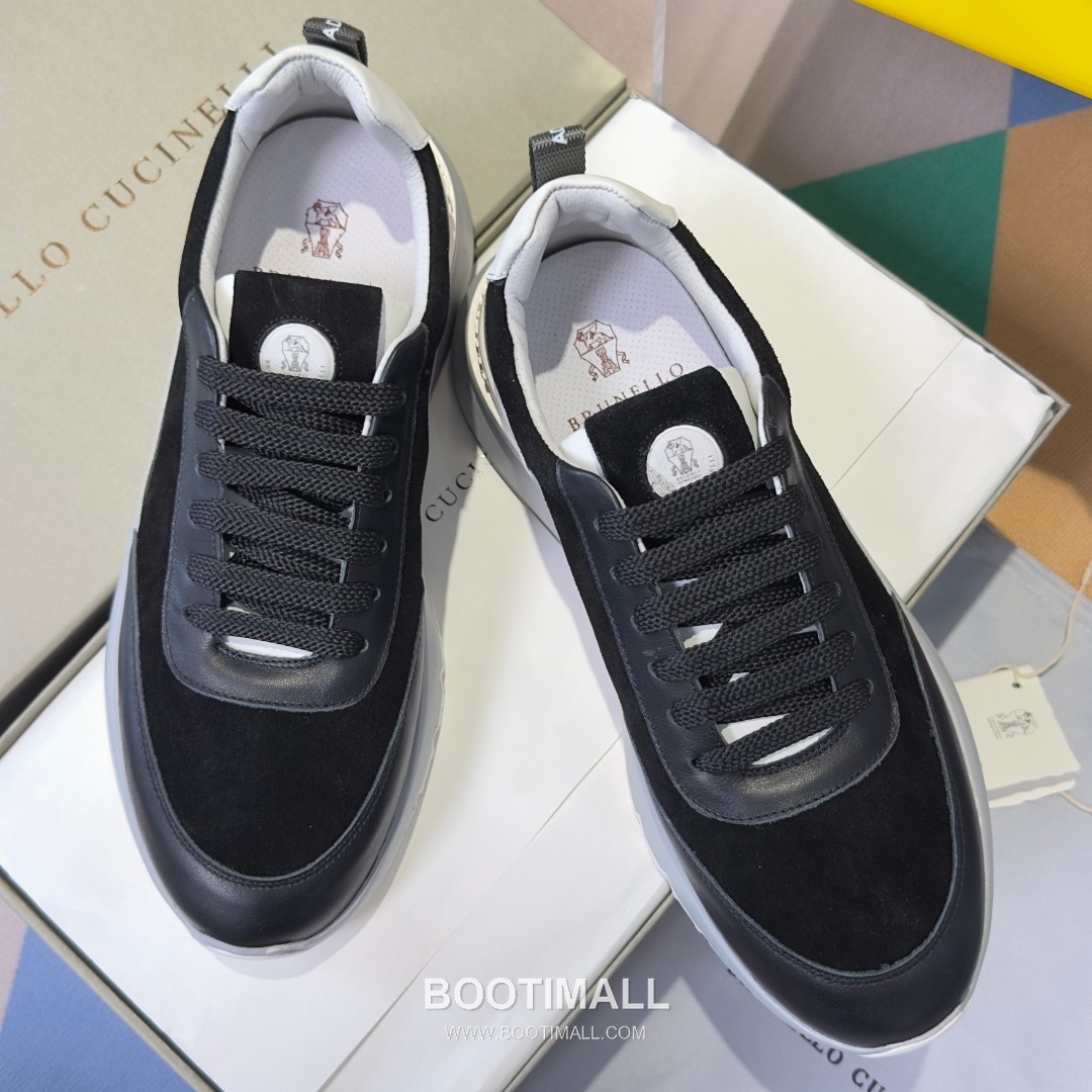 Brunello Cucinelli Cotton Knit Calfskin Platform Lambskin Rubber Black Sneakers 브루넬로 쿠치넬리 코튼 니트 카프스킨 플랫폼 램스킨 러버 블랙 스니커즈 5