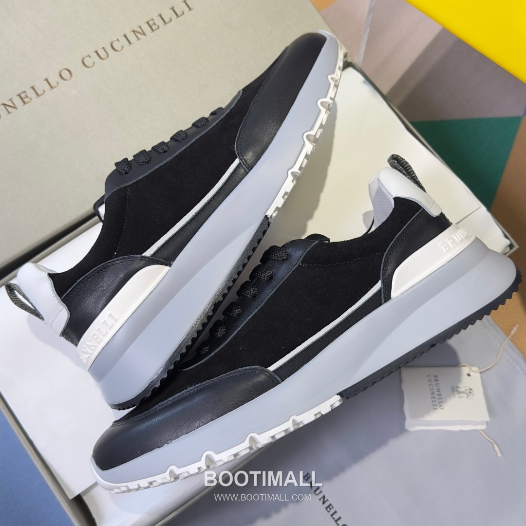 Brunello Cucinelli Cotton Knit Calfskin Platform Lambskin Rubber Black Sneakers 브루넬로 쿠치넬리 코튼 니트 카프스킨 플랫폼 램스킨 러버 블랙 스니커즈 6