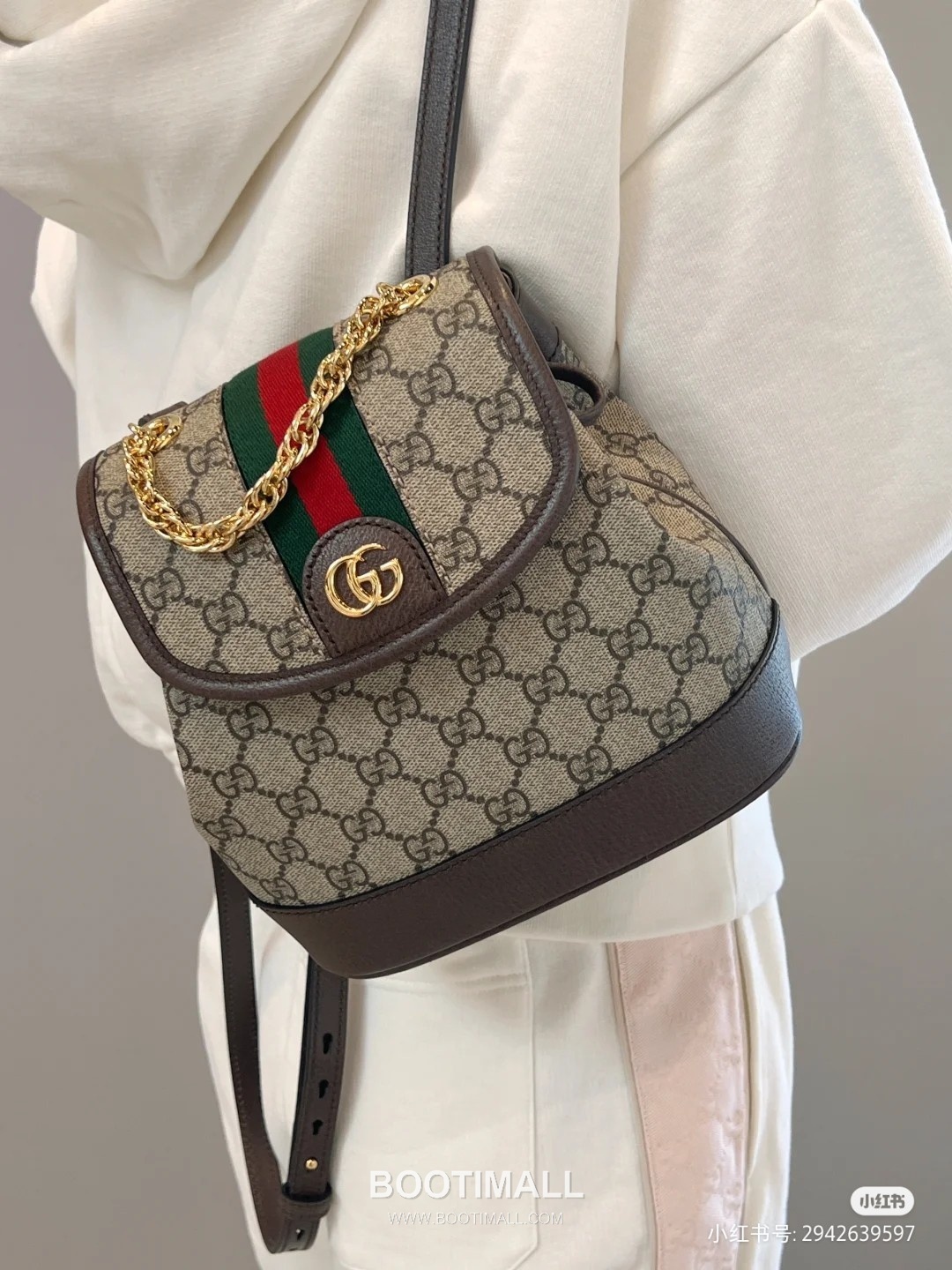 Gucci Ophidia GG Supreme Mini GG Canvas Beige Backpack 구찌 오피디아 GG 수프림 미니 캔버스 베이지 백팩 20.5cm 2