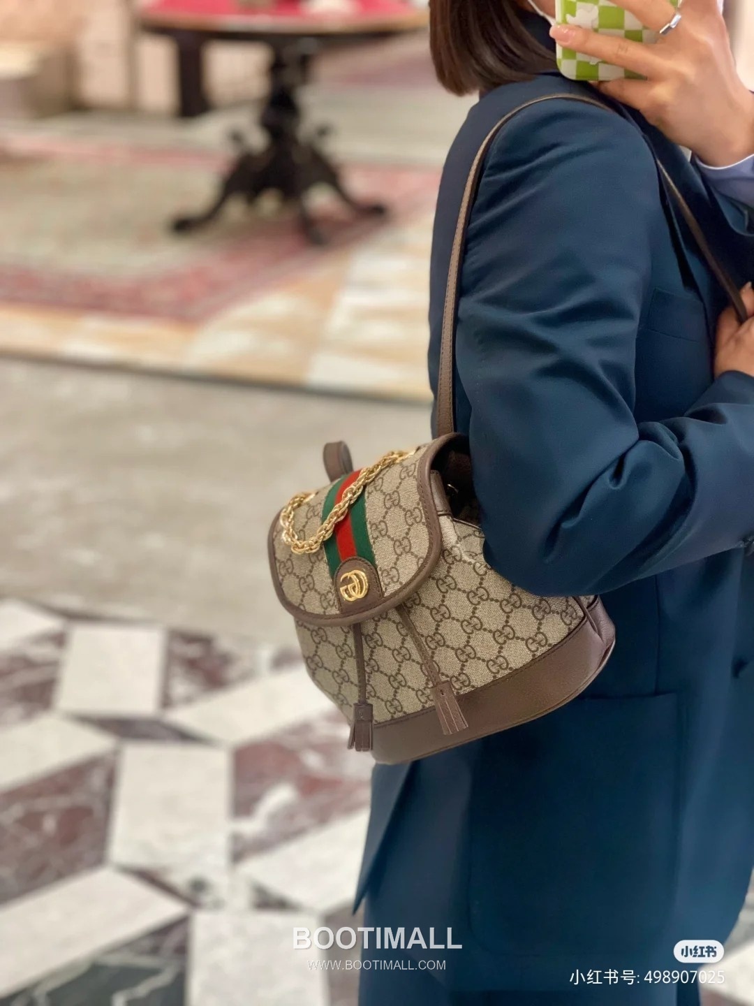 Gucci Ophidia GG Supreme Mini GG Canvas Beige Backpack 구찌 오피디아 GG 수프림 미니 캔버스 베이지 백팩 20.5cm 7