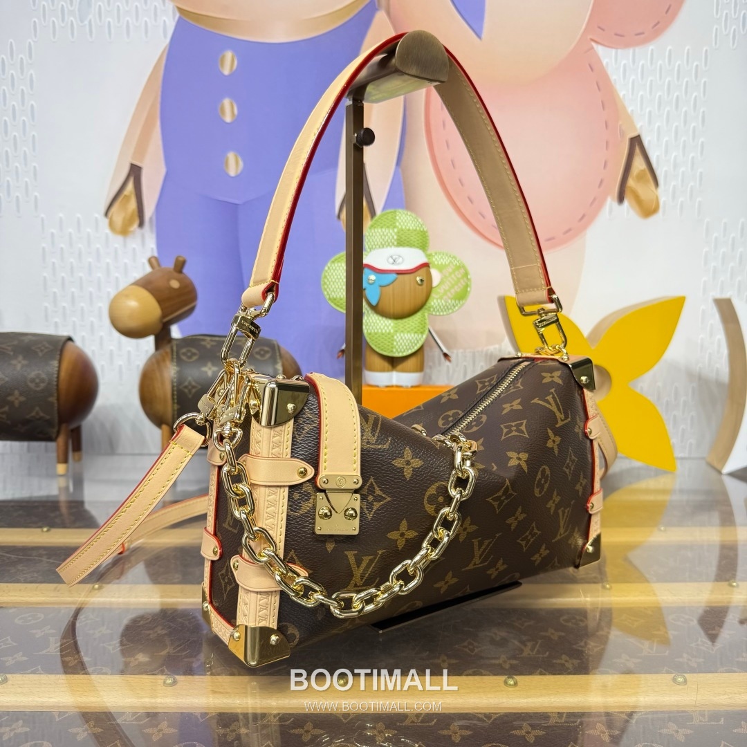 Louis Vuitton Side Trunk East West Monogram Canvas Brown Handbag 루이비통 사이드 트렁크 이스트 웨스트 모노그램 M28385 캔버스 브라운 핸드백 28cm 12
