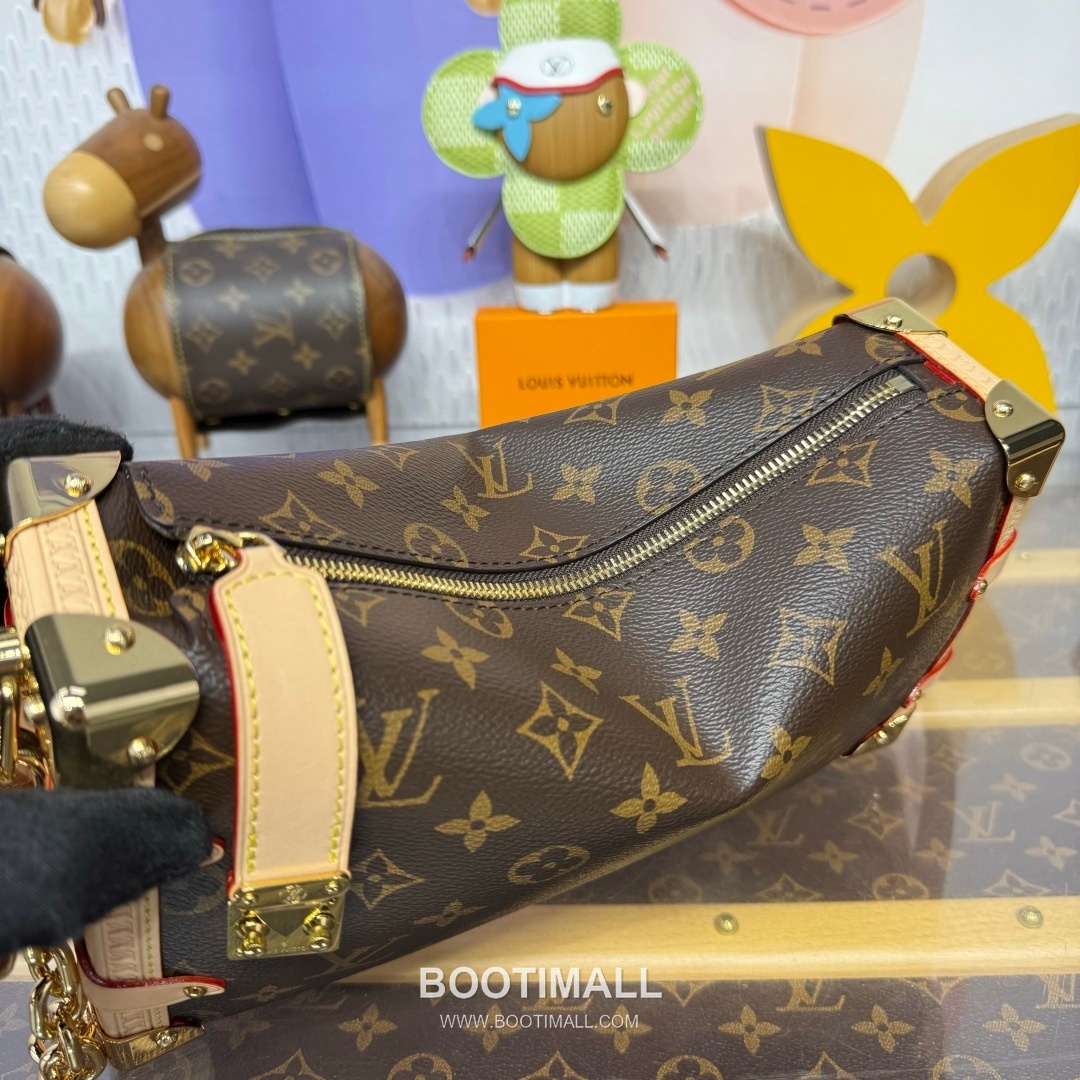 Louis Vuitton Side Trunk East West Monogram Canvas Brown Handbag 루이비통 사이드 트렁크 이스트 웨스트 모노그램 M28385 캔버스 브라운 핸드백 28cm 15