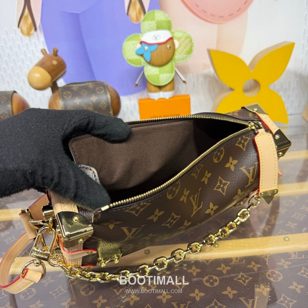 Louis Vuitton Side Trunk East West Monogram Canvas Brown Handbag 루이비통 사이드 트렁크 이스트 웨스트 모노그램 M28385 캔버스 브라운 핸드백 28cm 19