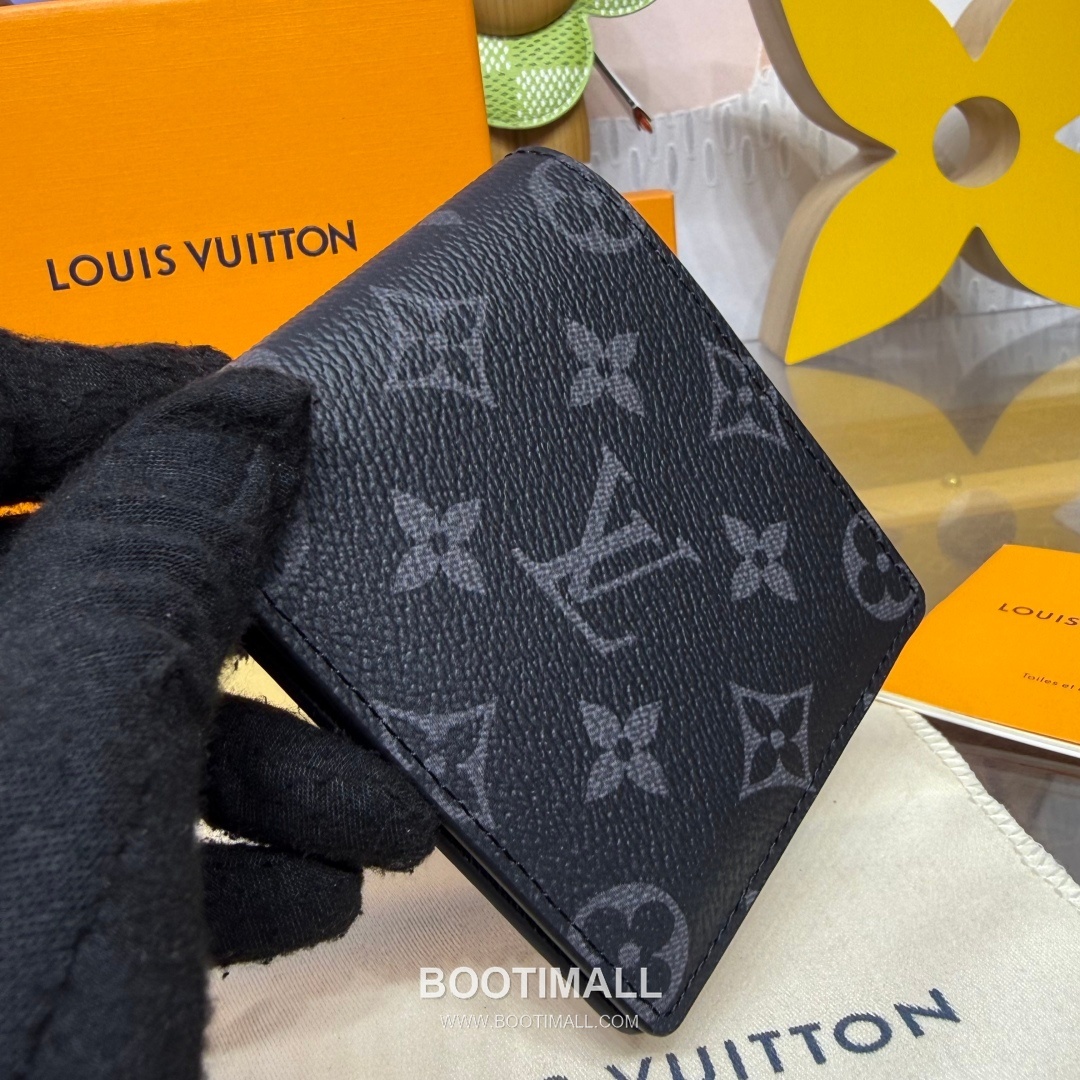 Louis Vuitton Damier Graphite Multiple Coated Canvas Black Bifold Wallet 루이비통 다미에 그라파이트 멀티플 M64002 코팅 캔버스 블랙 반지갑 11.5cm 4