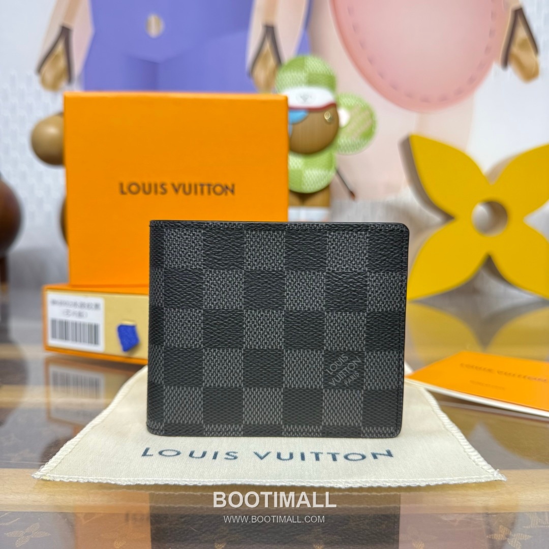 Louis Vuitton Damier Graphite Multiple Coated Canvas Black Bifold Wallet 루이비통 다미에 그라파이트 멀티플 M64002 코팅 캔버스 블랙 반지갑 11.5cm 1