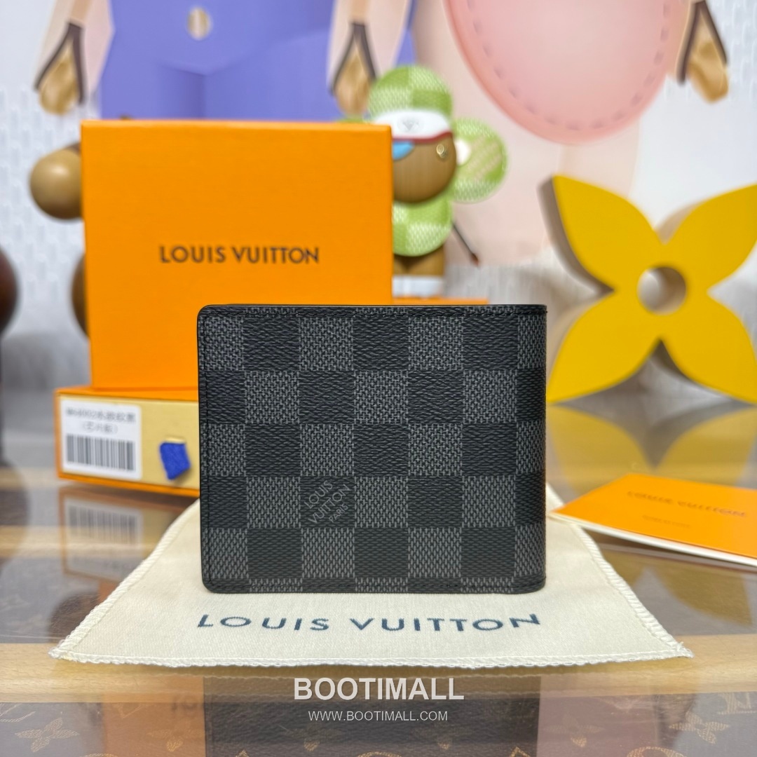 Louis Vuitton Damier Graphite Multiple Coated Canvas Black Bifold Wallet 루이비통 다미에 그라파이트 멀티플 M64002 코팅 캔버스 블랙 반지갑 11.5cm 2