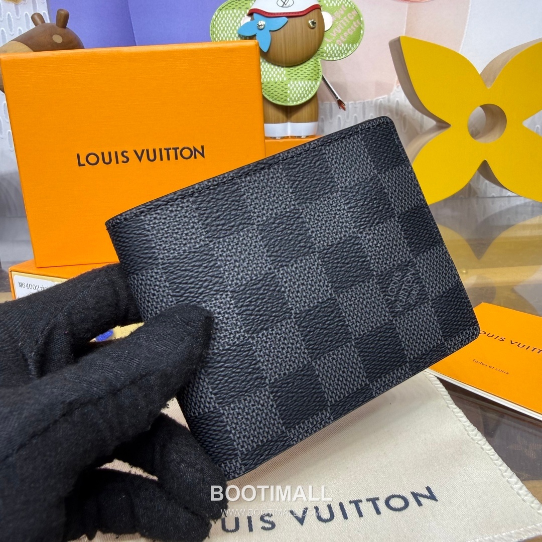 Louis Vuitton Damier Graphite Multiple Coated Canvas Black Bifold Wallet 루이비통 다미에 그라파이트 멀티플 M64002 코팅 캔버스 블랙 반지갑 11.5cm 3