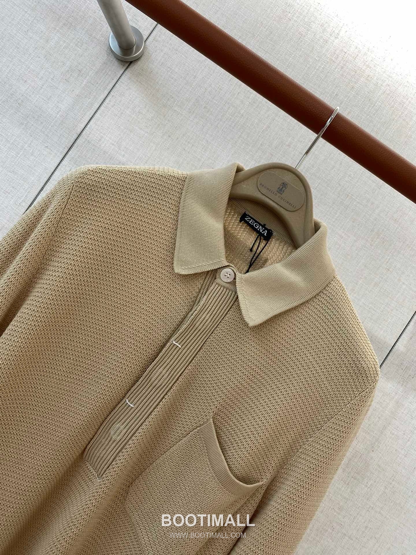 Zegna Pocket Knit Long-Sleeve Polo White Shirt 제냐 포켓 니트 롱슬리브 폴로 화이트 3