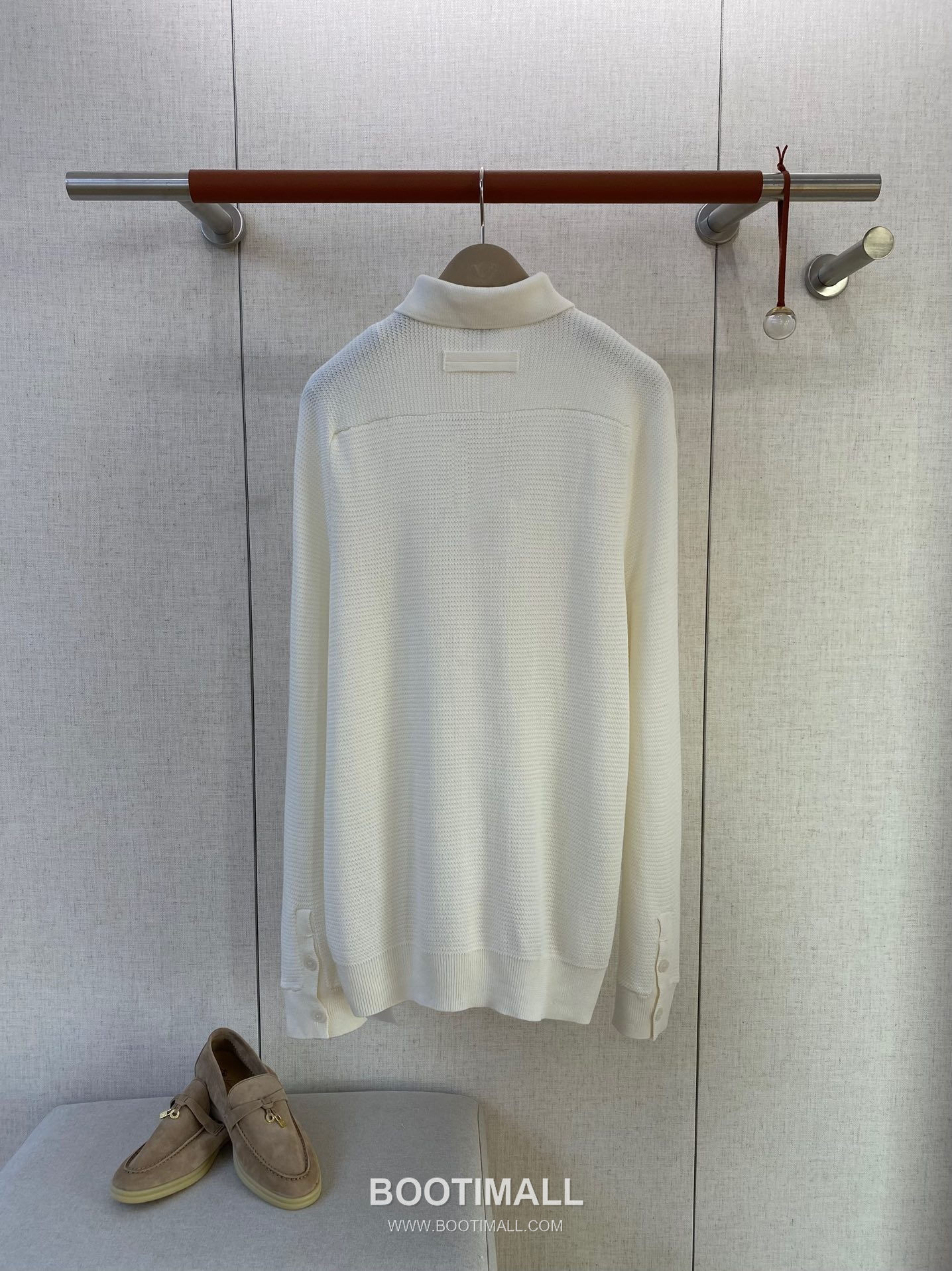 Zegna Pocket Knit Long-Sleeve Polo White Shirt 제냐 포켓 니트 롱슬리브 폴로 화이트 2