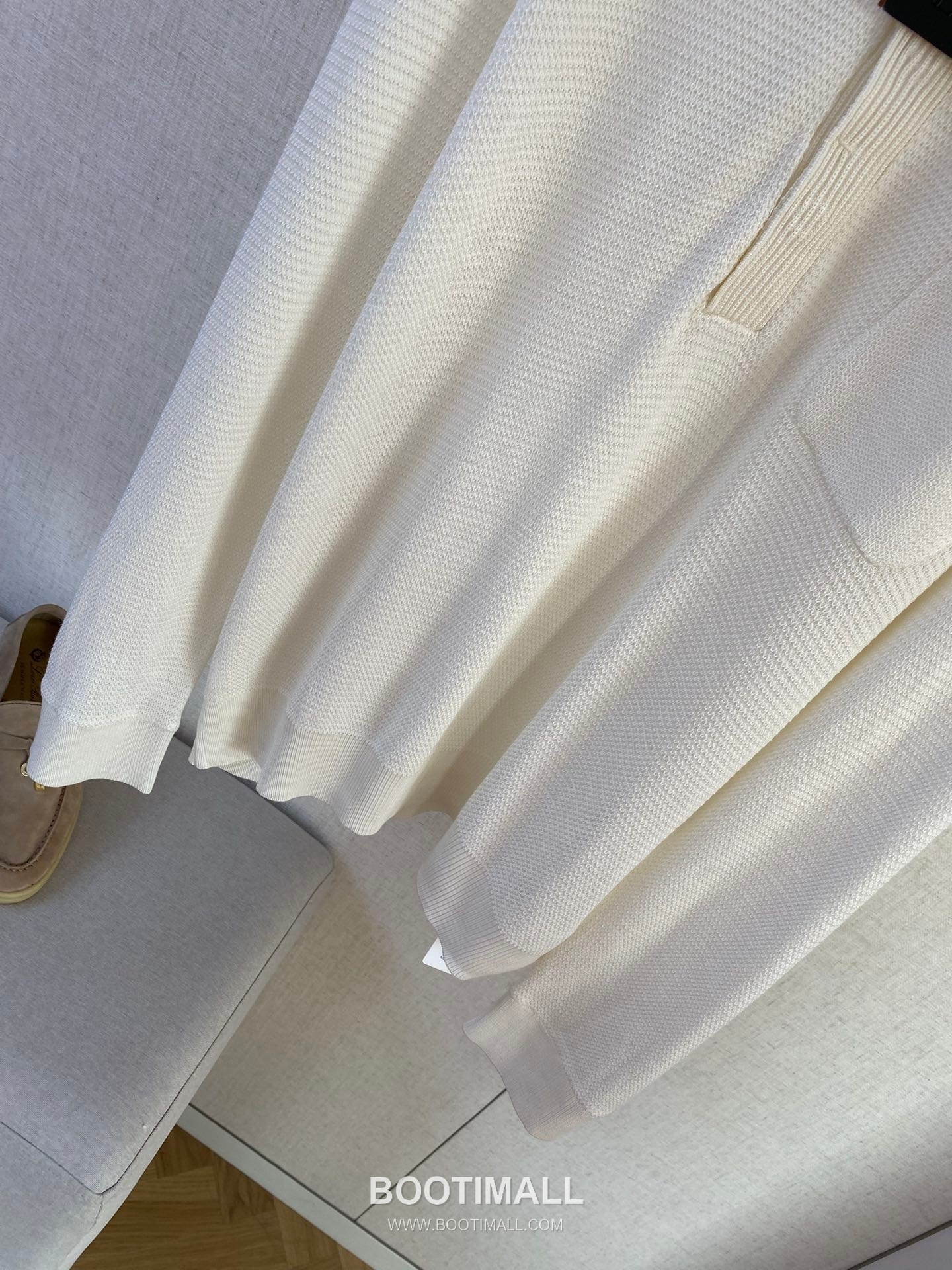 Zegna Pocket Knit Long-Sleeve Polo White Shirt 제냐 포켓 니트 롱슬리브 폴로 화이트 4