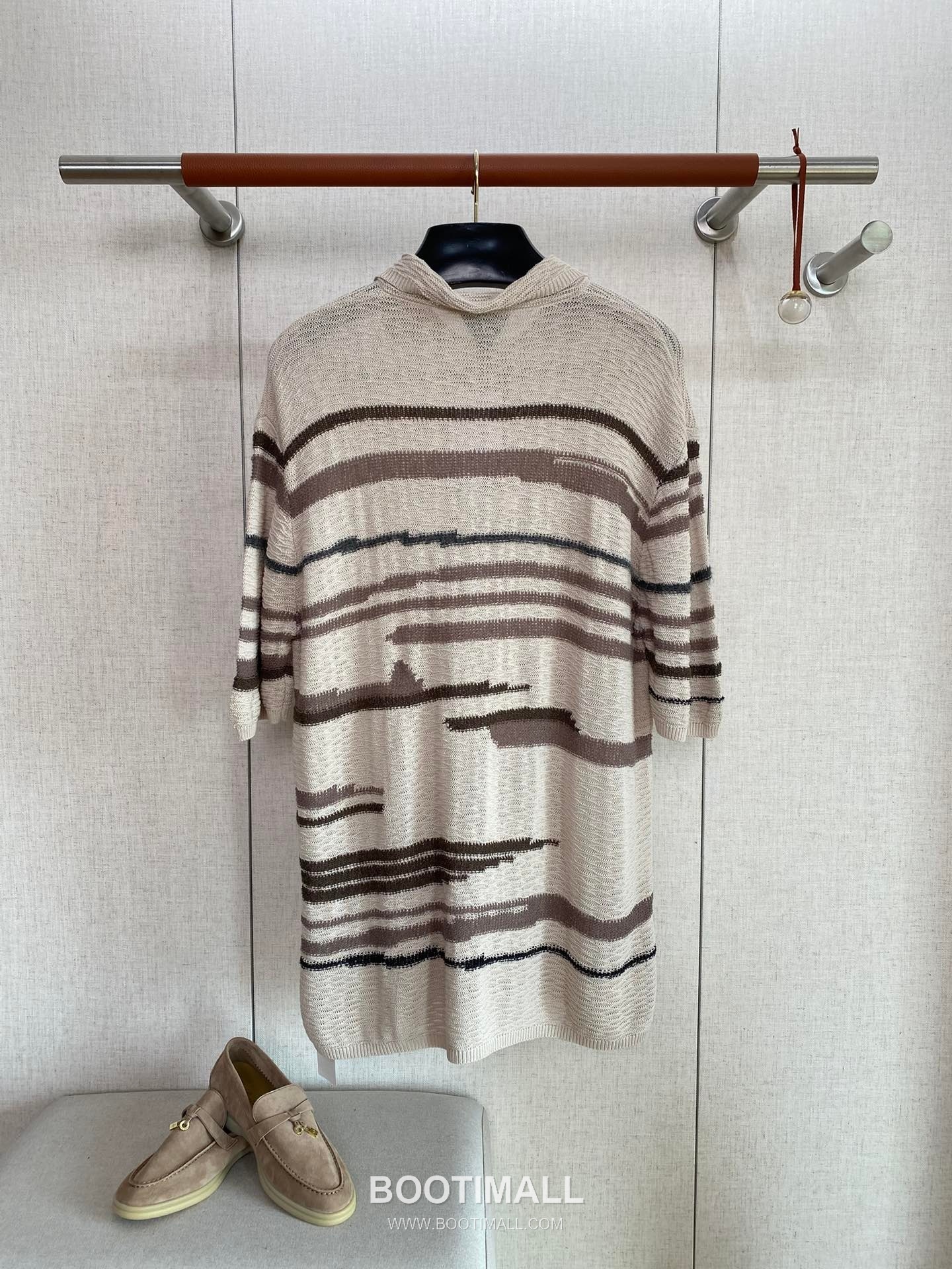 Bottega Veneta Pattern Knit Polo Tencel Cotton Lyocell Alpaca Blend Brown Short Sleeve 보테가 베네타 패턴 니트 폴로 텐셀 코튼 라이오셀 알파카 블렌드 브라운 반팔 2