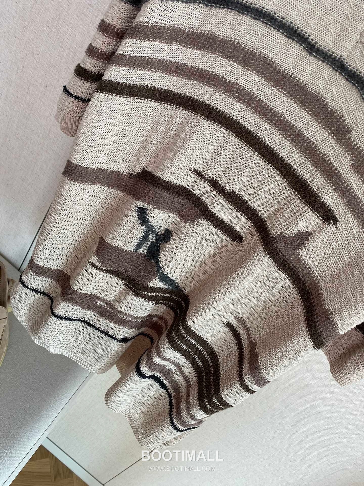 Bottega Veneta Pattern Knit Polo Tencel Cotton Lyocell Alpaca Blend Brown Short Sleeve 보테가 베네타 패턴 니트 폴로 텐셀 코튼 라이오셀 알파카 블렌드 브라운 반팔 4