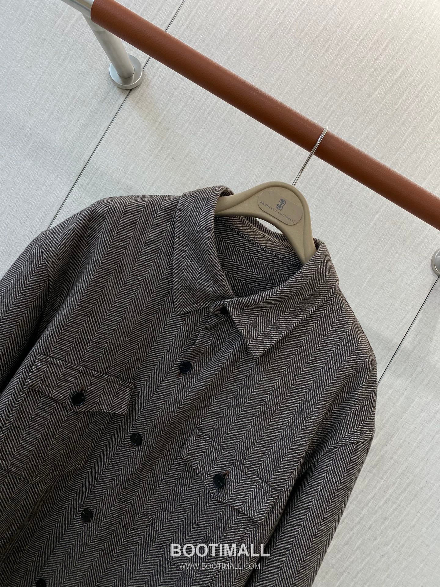 Loro Piana Herringbone Buttoned Coat Wool Blend Grey 로로피아나 헤링본 버튼 코트 울 혼방 그레이 3