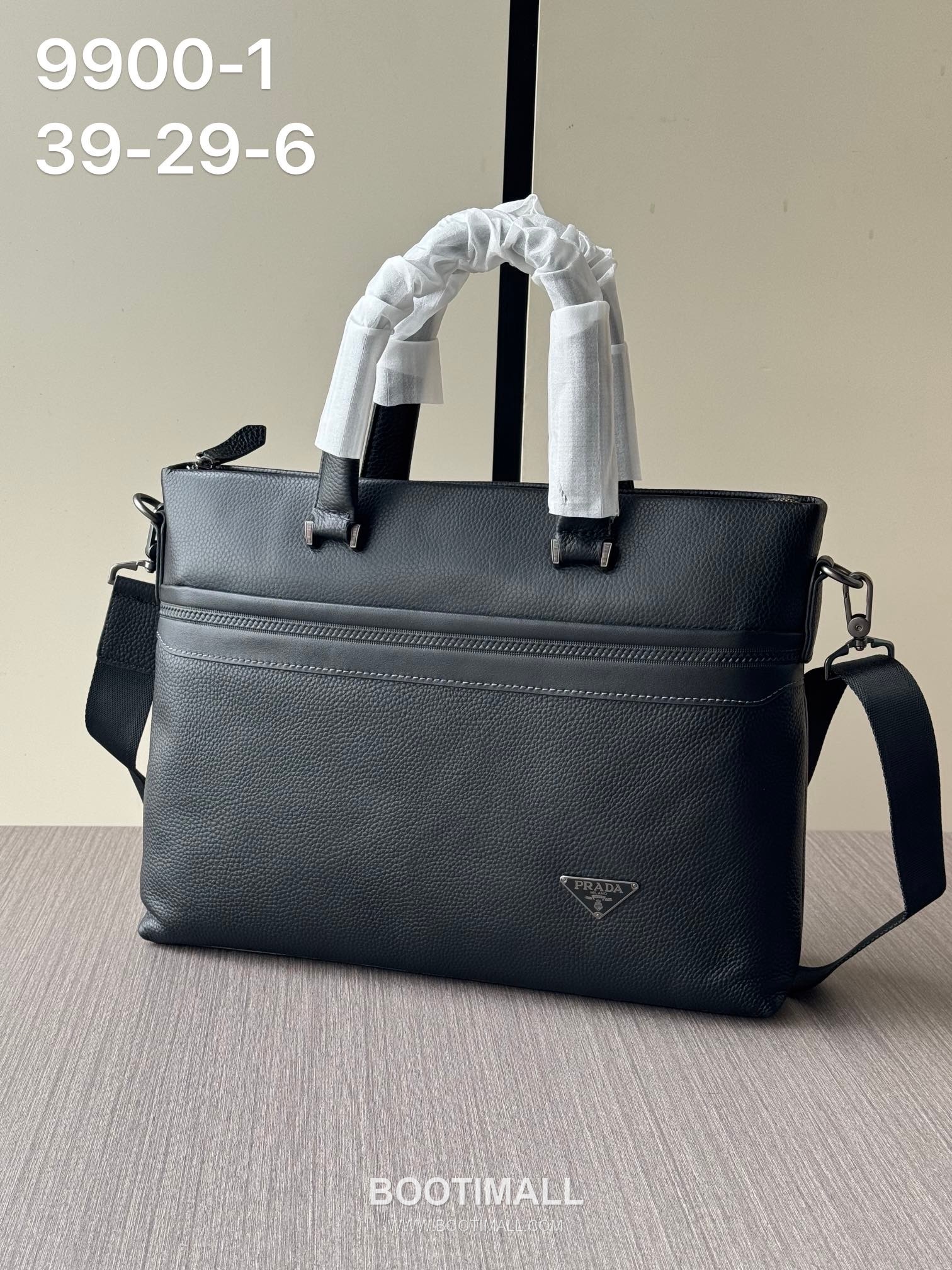 Prada 9900-1A Pebbled Briefcase Italian Calfskin Black 프라다 9900-1A 페블 브리프케이스 이탈리아 카프스킨 블랙 38cm 1