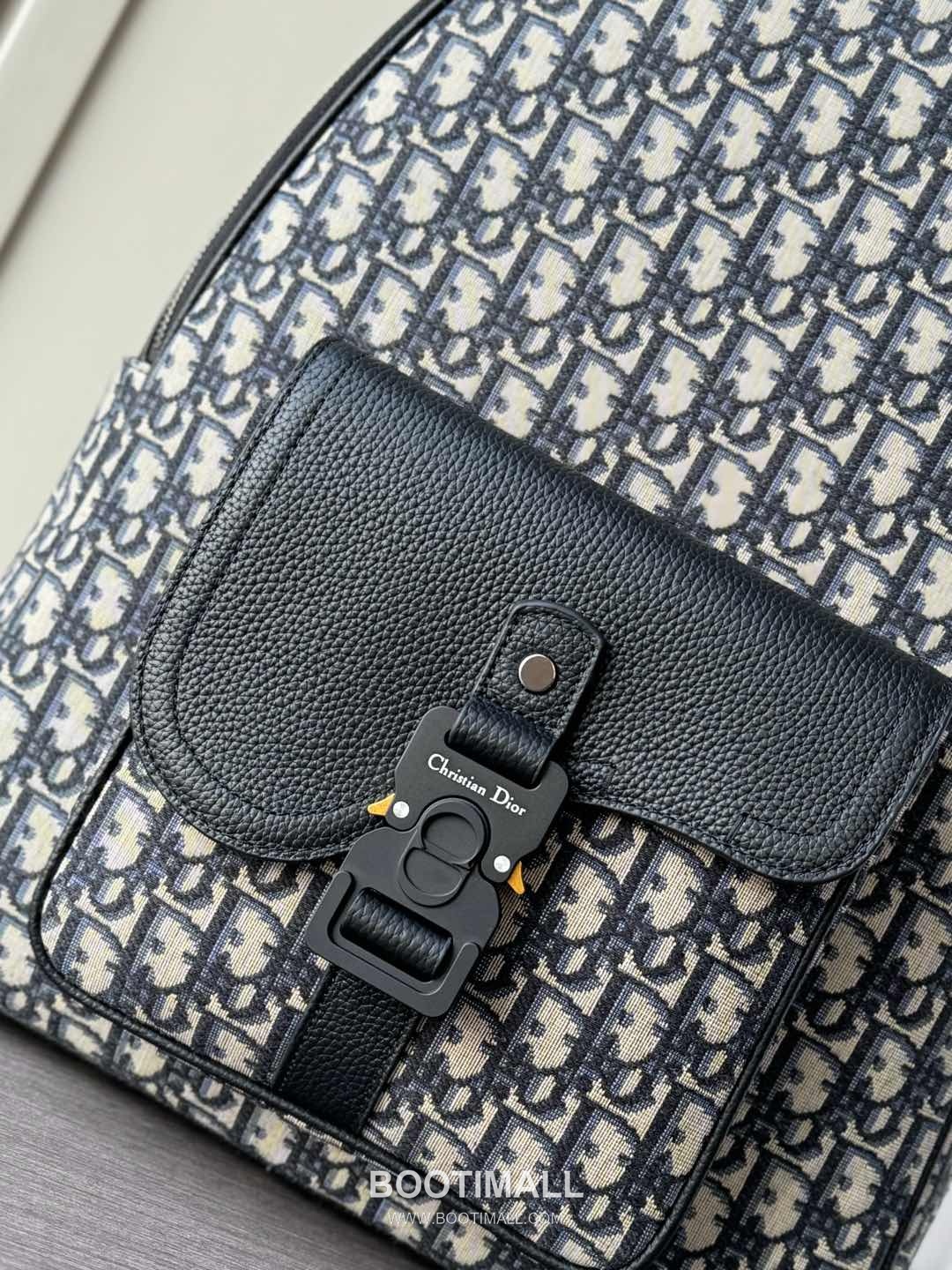 Dior Saddle Zipped Oblique Cotton Tech Fabric Grained Cowhide Beige Backpack 디올 새들 지퍼드 오블리크 코튼 테크 패브릭 그레인드 소가죽 베이지 백팩 43.5cm 4