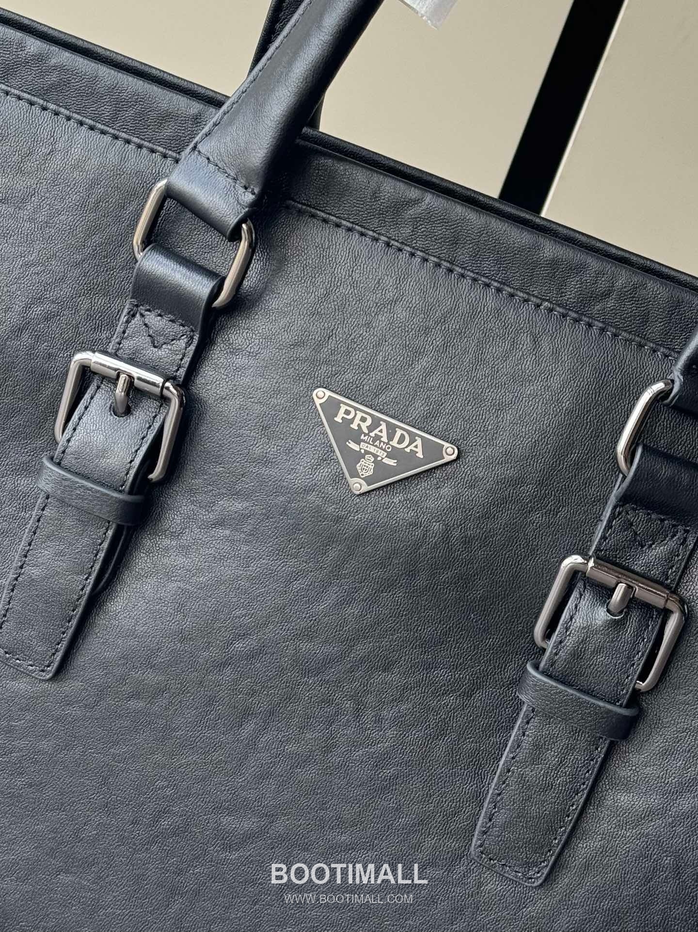 Prada 9942-1A Calfskin Briefcase Vegetable-Tanned Black 프라다 9942-1A 카프스킨 브리프케이스 베지터블 탠드 블랙 39cm 4