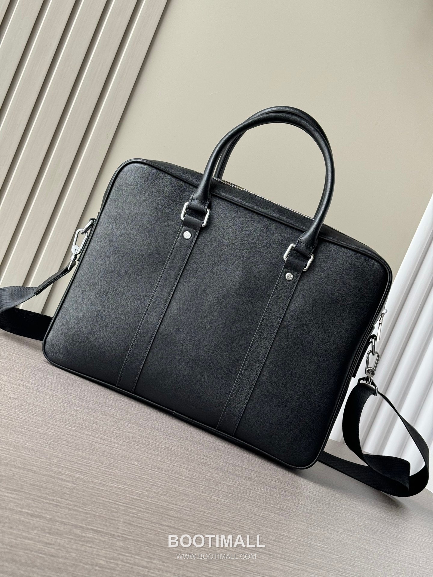 Prada 6048-3 Double-Zip Briefcase Vegetable-Tanned Calfskin Black 프라다 6048-3 더블 지퍼 브리프케이스 베지터블 탠드 카프스킨 블랙 39cm 3